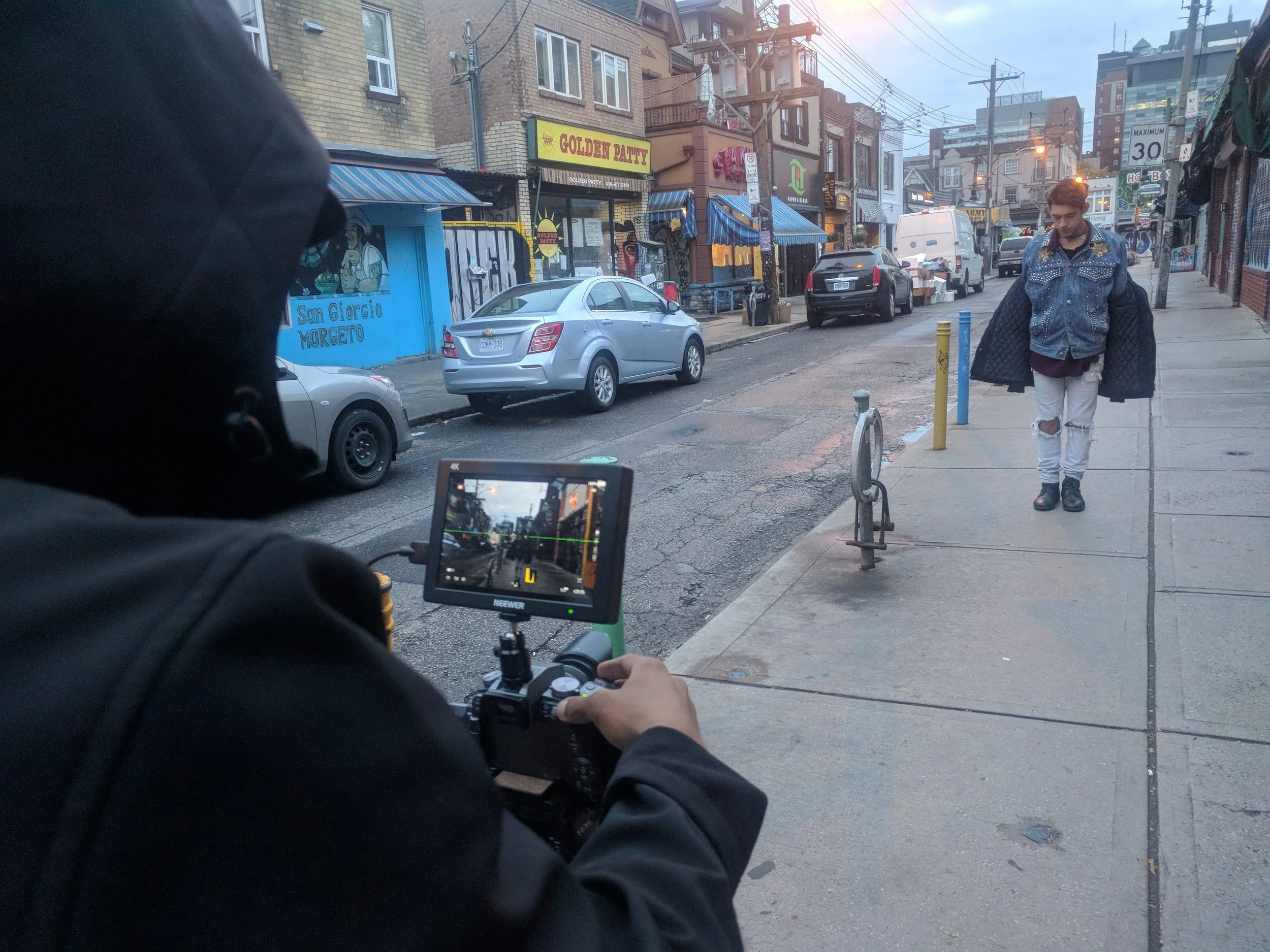 Filming music video in Kensington Market Toronto