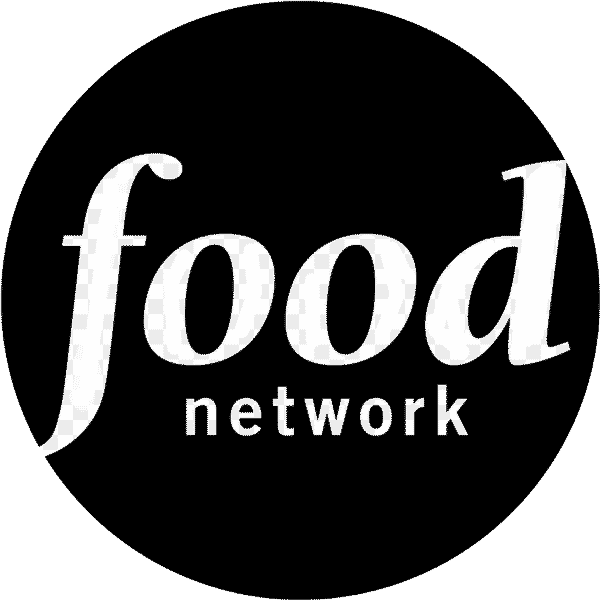 Black circular logo with the words "food network" in white, lowercase font.