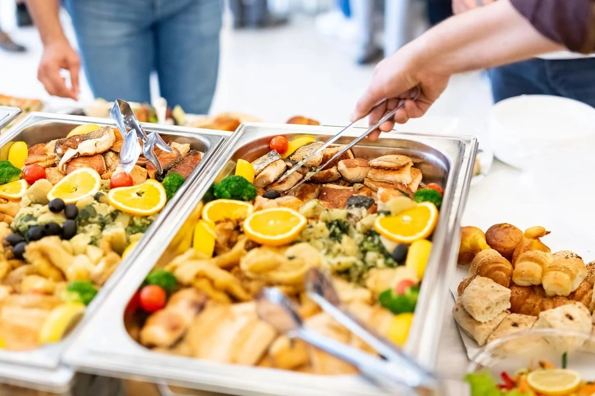 serving meals from catering