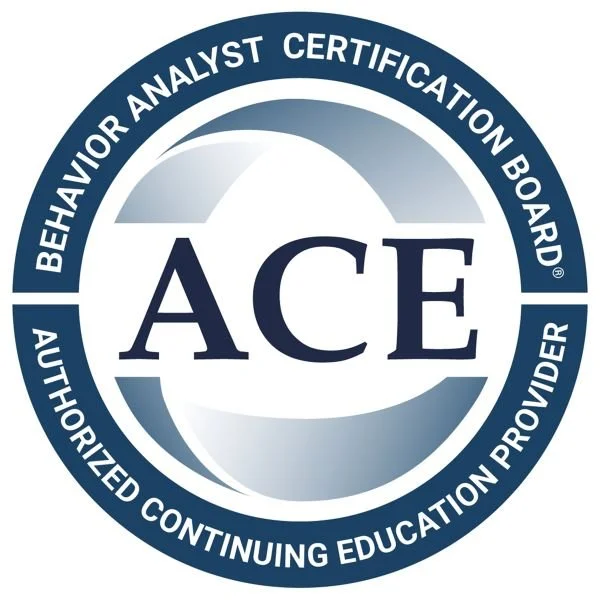 ACE logo with a circular design, featuring the words 'Behavior Analyst Certification Board' and 'Authorized Continuing Education Provider' around the circle, and a globe in the background with the letters 'ACE' in the center.