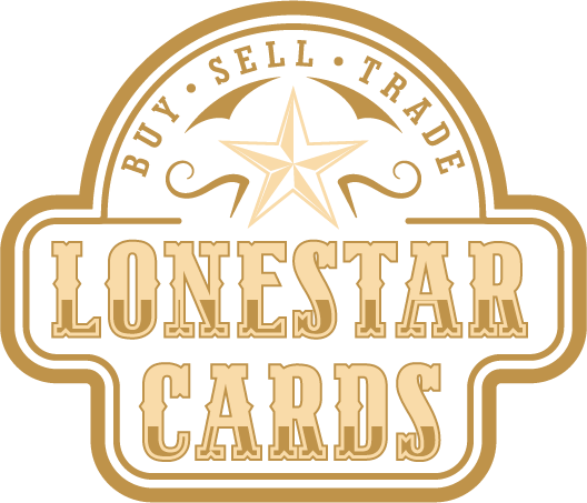 Logo for 'Lonestar Cards' with a star and the words 'Buy,' 'Sell,' and 'Trade' surrounding it.