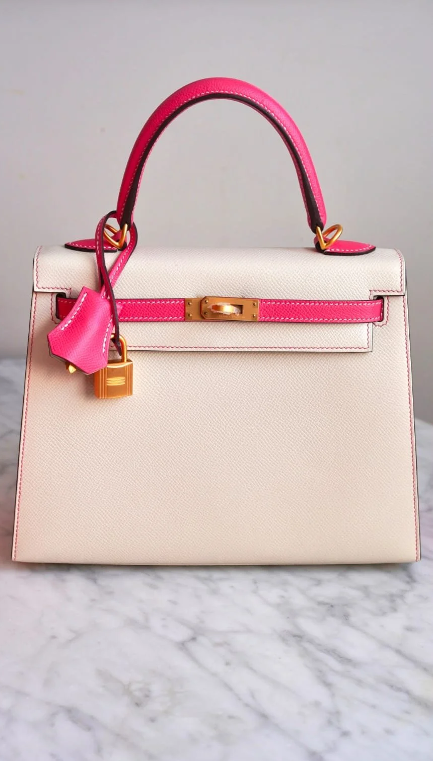 Bolsa Hermès Kelly 25 Special Order Epsom Bicolor Craie Rose