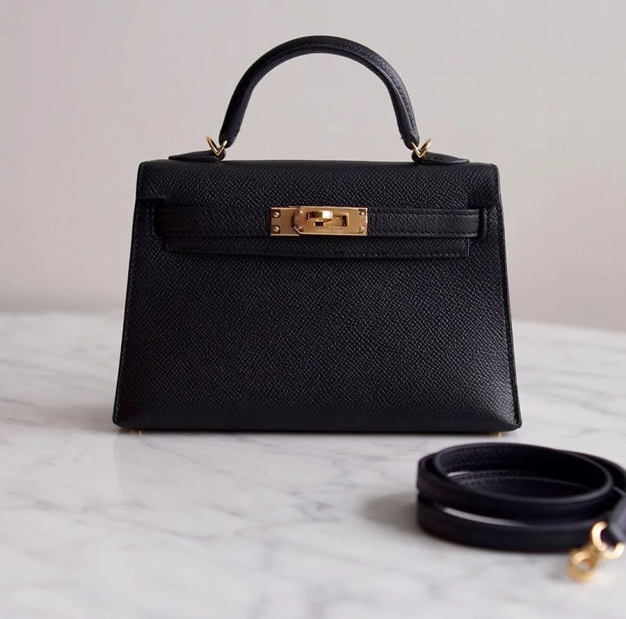 Bolsa Hermès Mini Kelly Epsom Noir