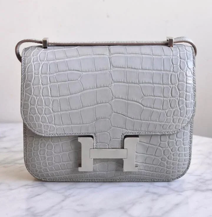 Bolsa Hermès Constance 18 Alligator Gris Perle