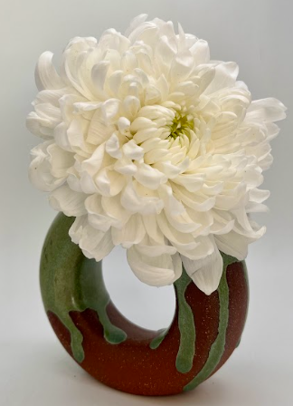 Handcrafted Ceramic Drip-Glaze Donut Vase