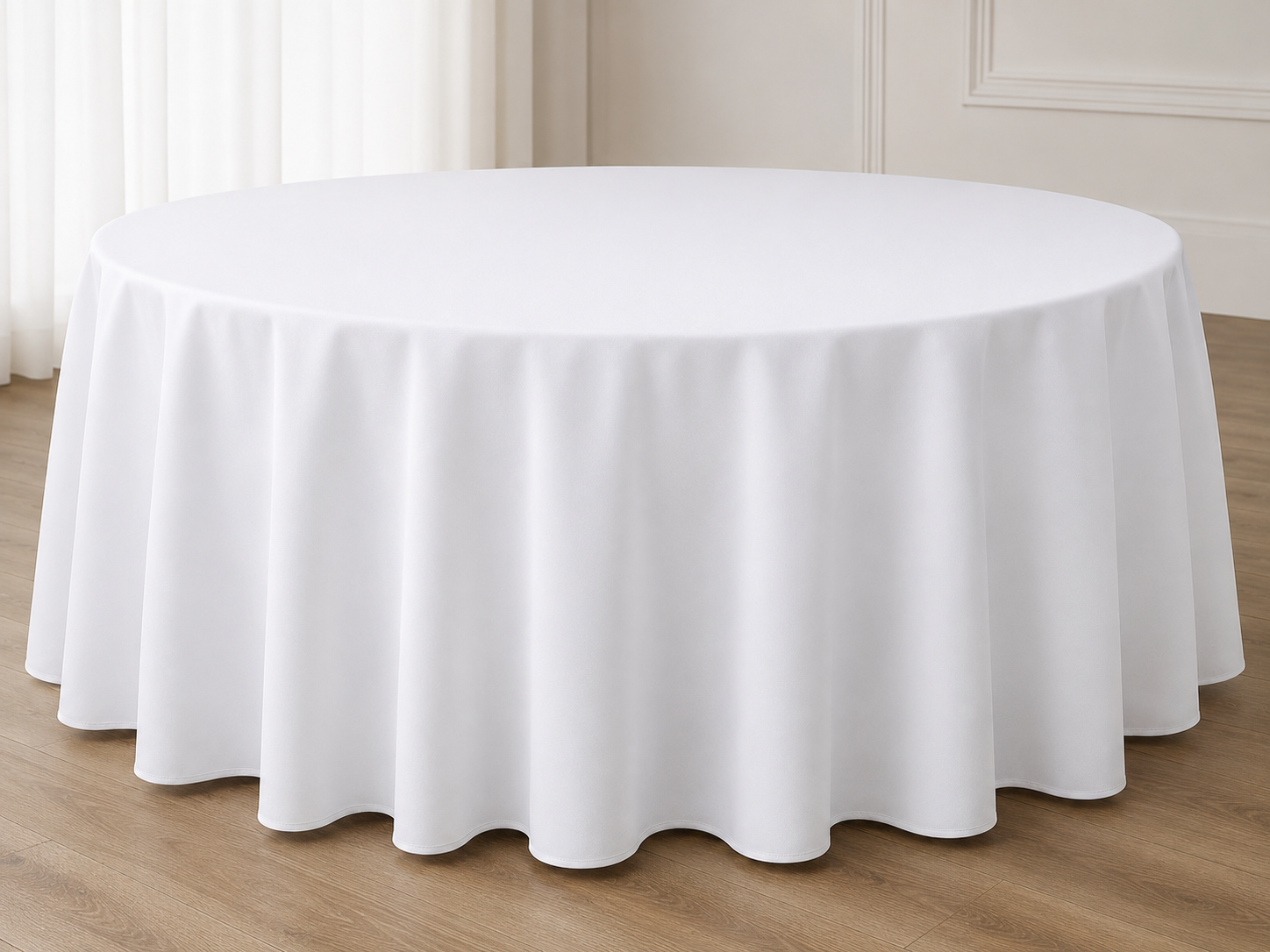 White Polyester Tablecloth for 60" Round Table