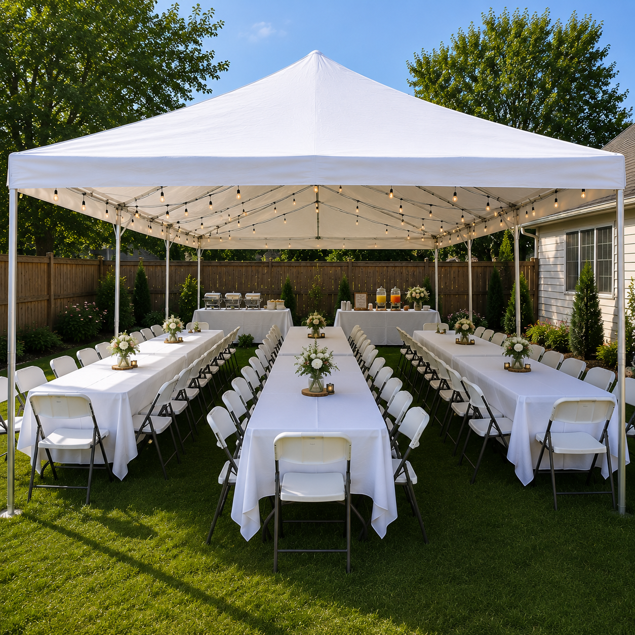 Celebration 40- 20×20 tent + 6 (6ft) tables + 48 chairs