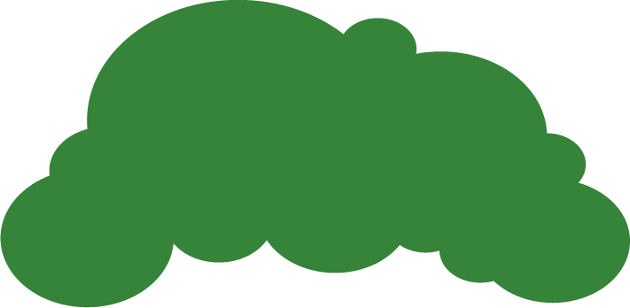 A large, puffy green cloud-shaped object.