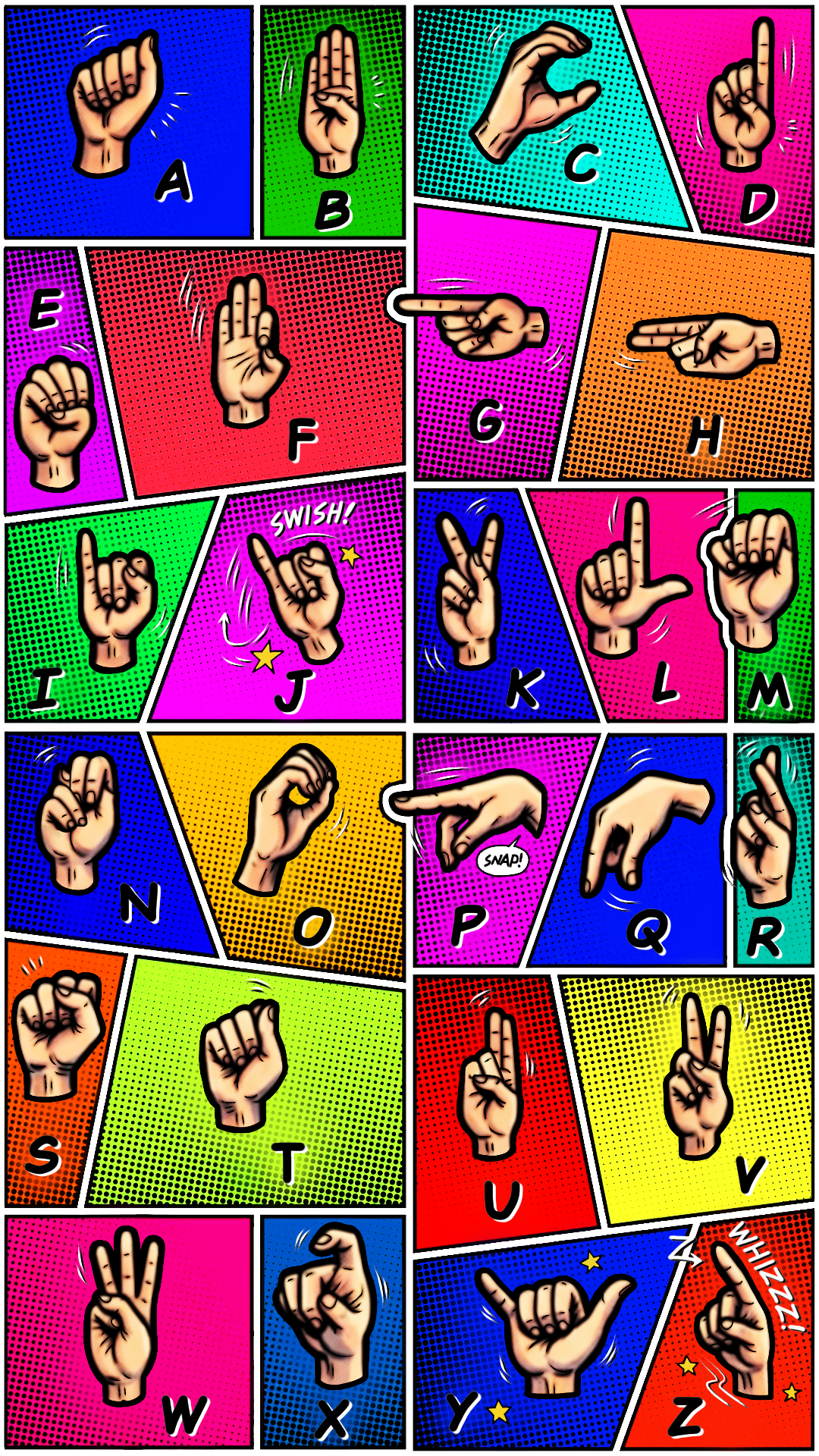 Full ASL Alphabet Phone Wallpaper