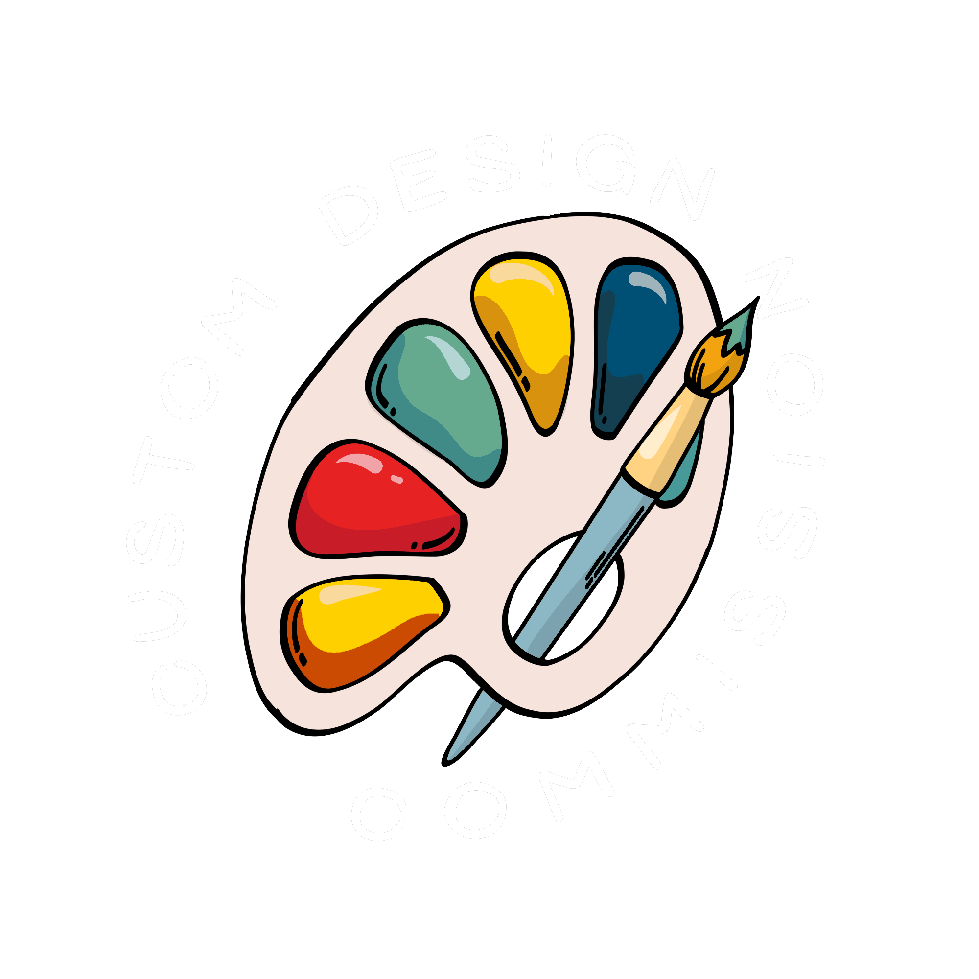 Graphic design with the words "Object Design" in white curved text around a nail polish bottle and makeup brush, on a black background.