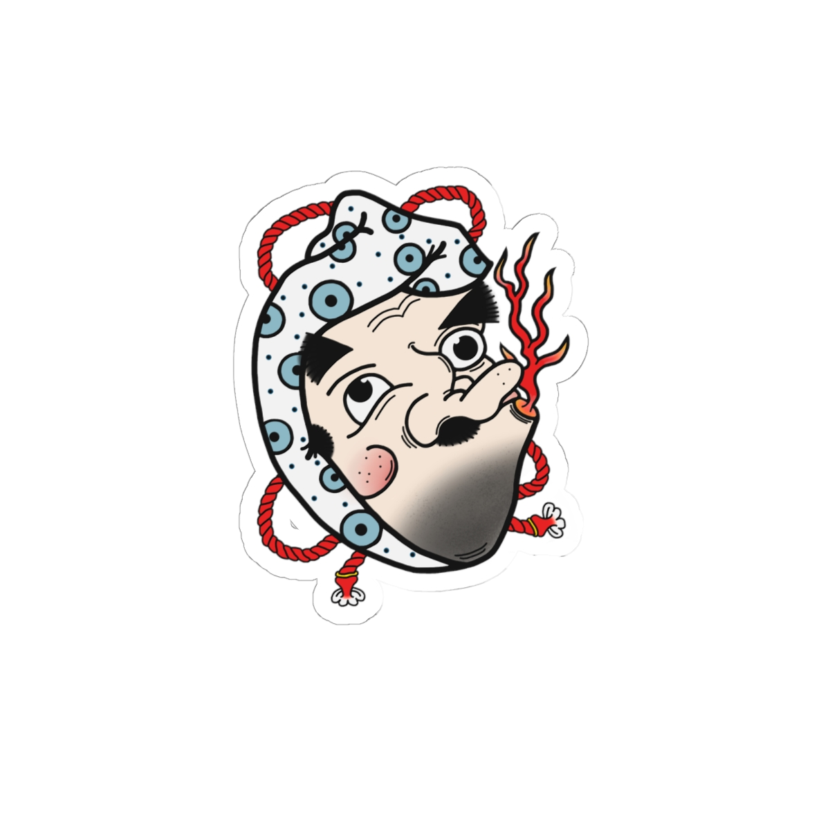 Hyottoko Mask Kiss-Cut Sticker — Japanese Decal