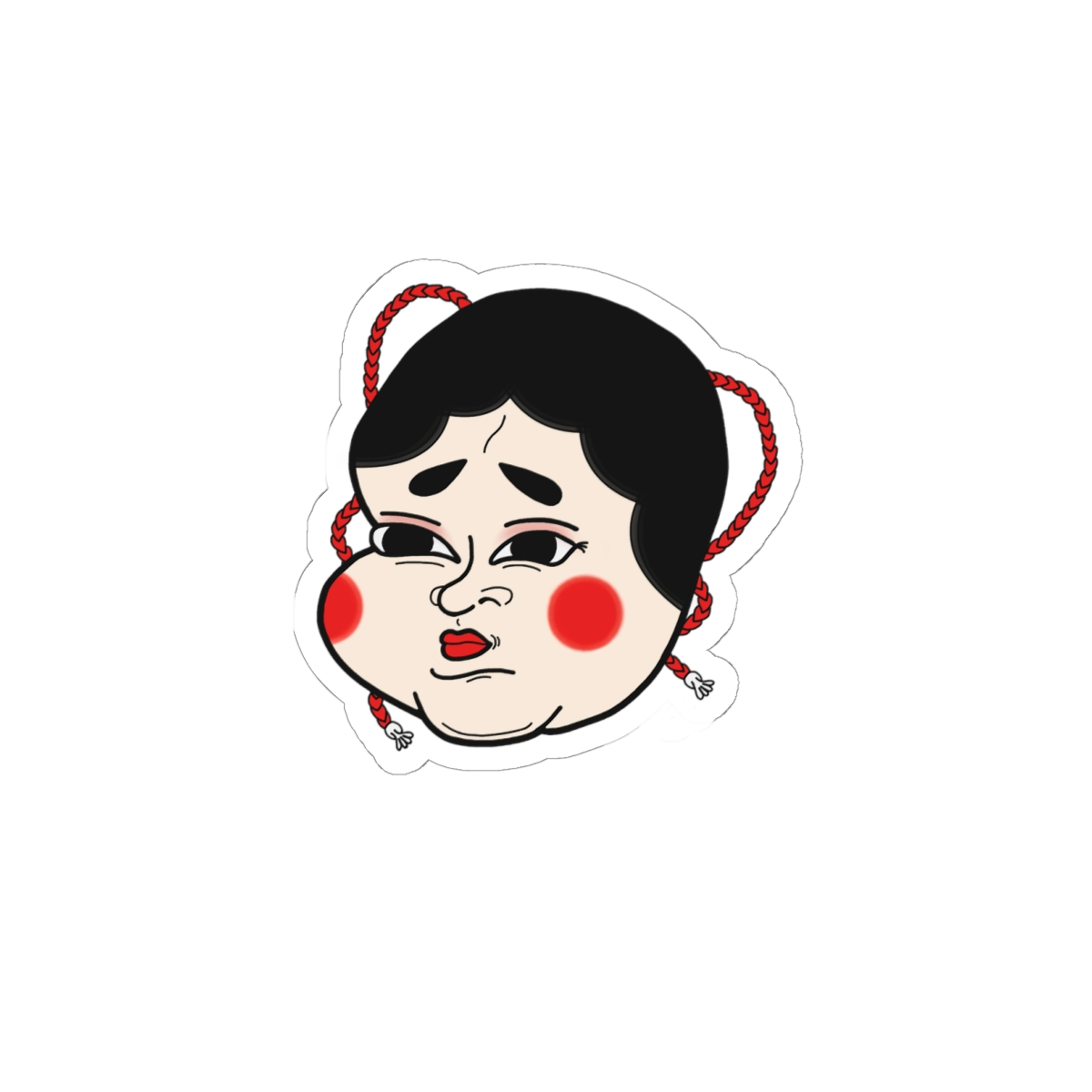 Okame Face Kiss-Cut Sticker — Japanese Decal