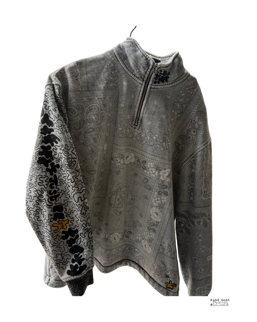 acrylic paint and sharpie on sweater