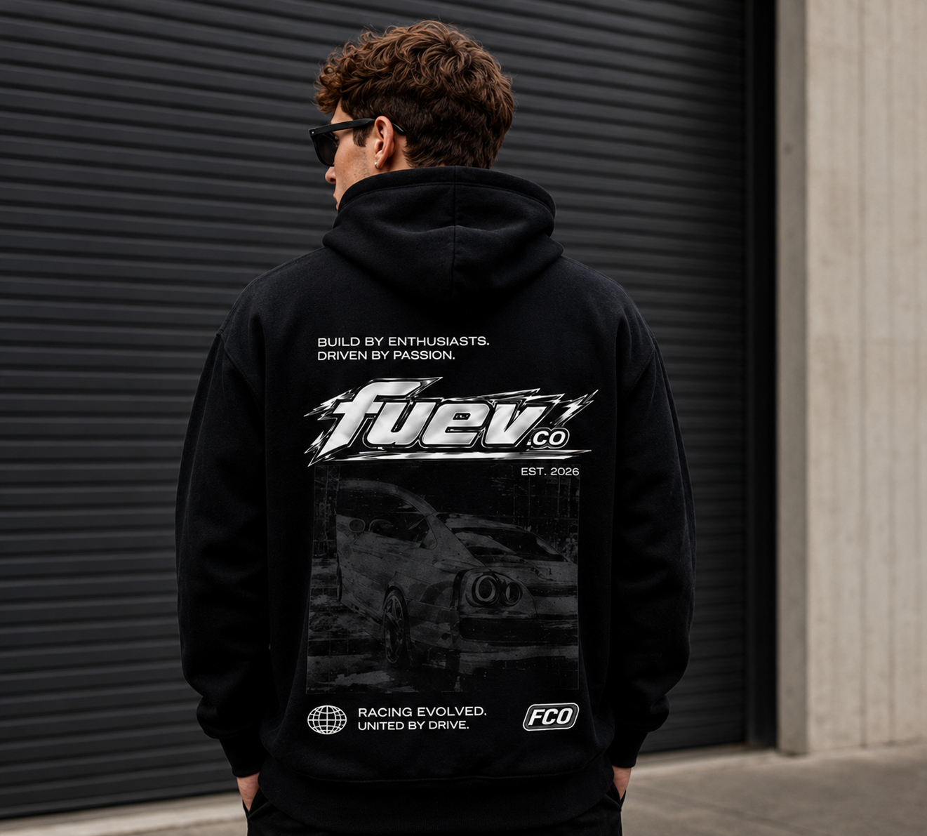 Male heavyweight blackout hoodie