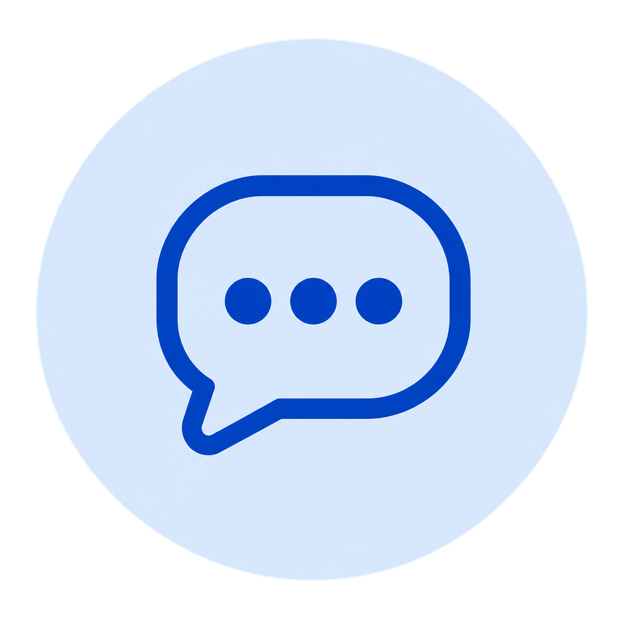 Speech bubble icon with three dots inside, representing messaging or communication.