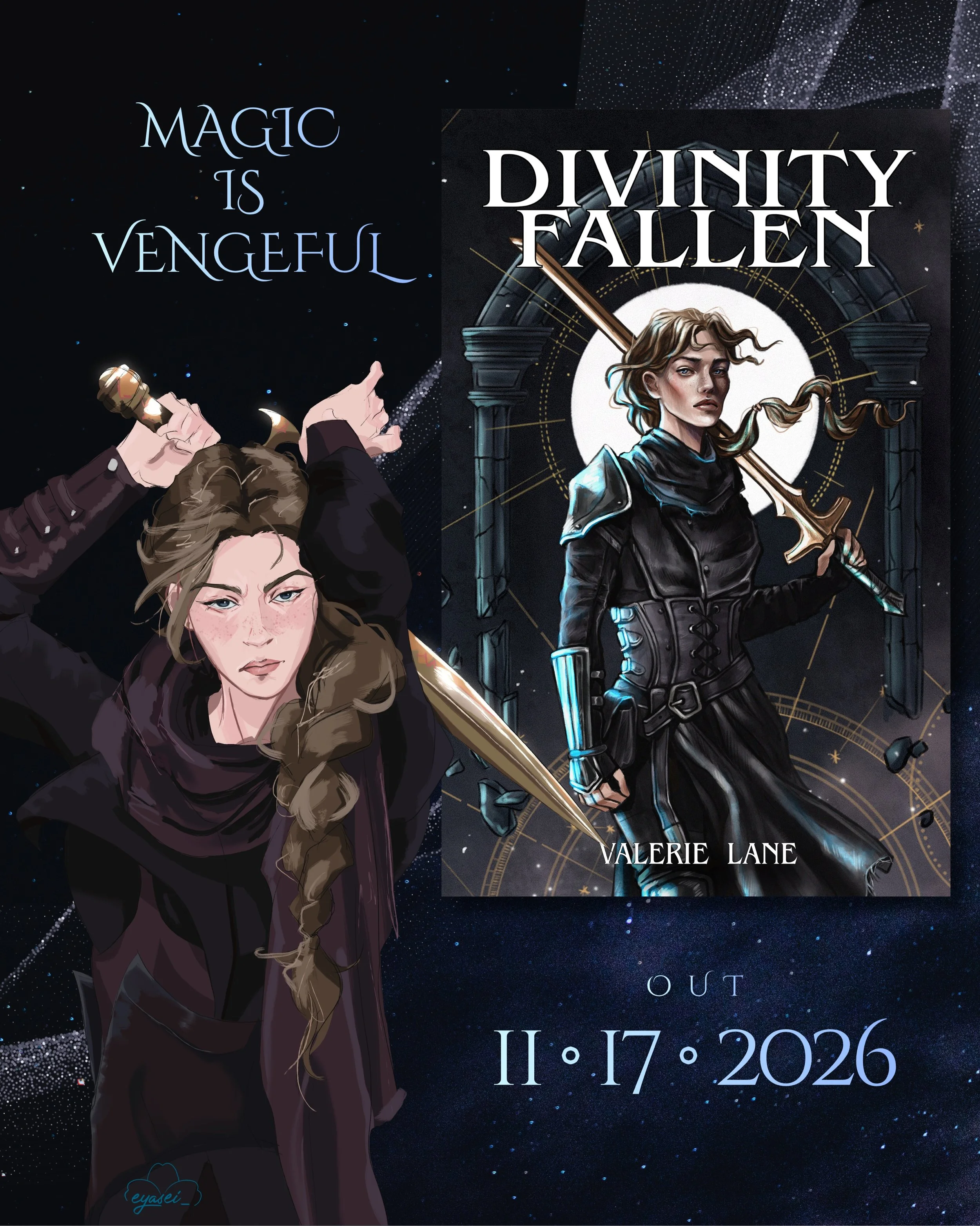 If you&rsquo;re a fantasy reader looking for your next 5⭐️ obsession, be sure to mark your calendar for November 17, 2026! DIVINITY FALLEN is rich with gothic &amp; grimdark vibes, morally complicated characters, and haunted adventure.

Character art