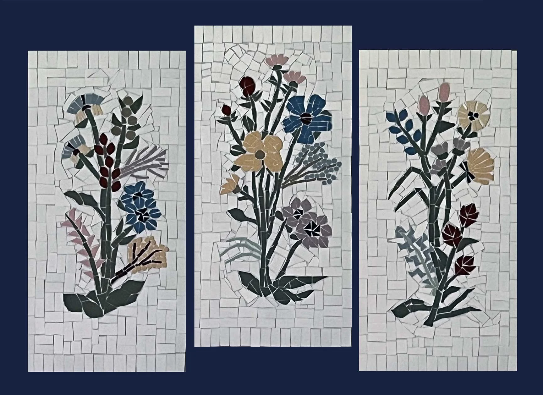 Wildflowers - 3 panels 8" x 16" - $94