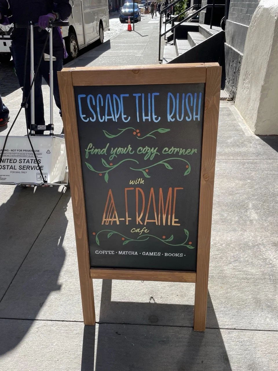 Custom Chalk Sign Art for Arc'teryx A-Frame Cafe flagship store in NYC 
