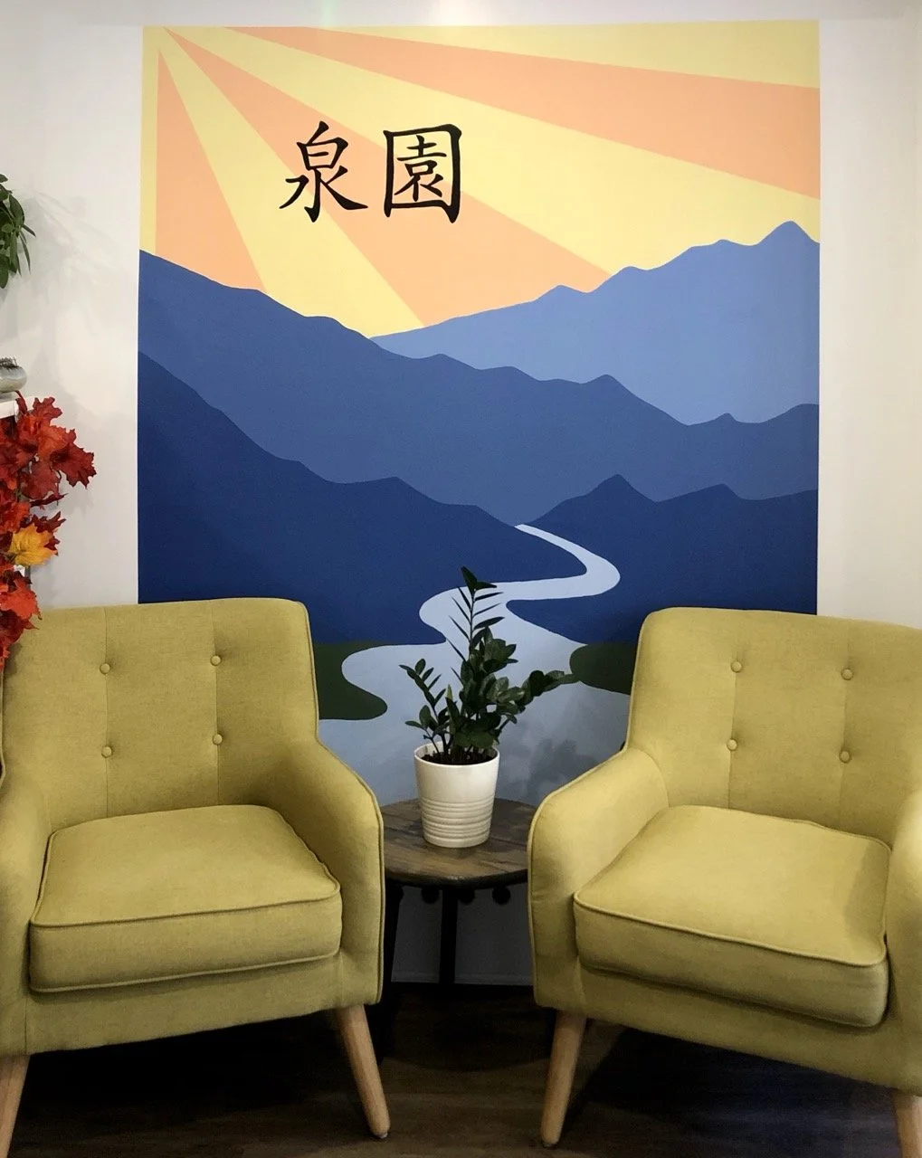 Custom hand painted mural for Kids Meet World learning center in New York