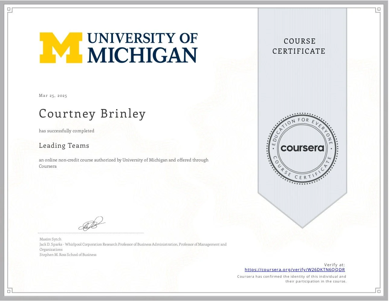 Leading Teams Certification