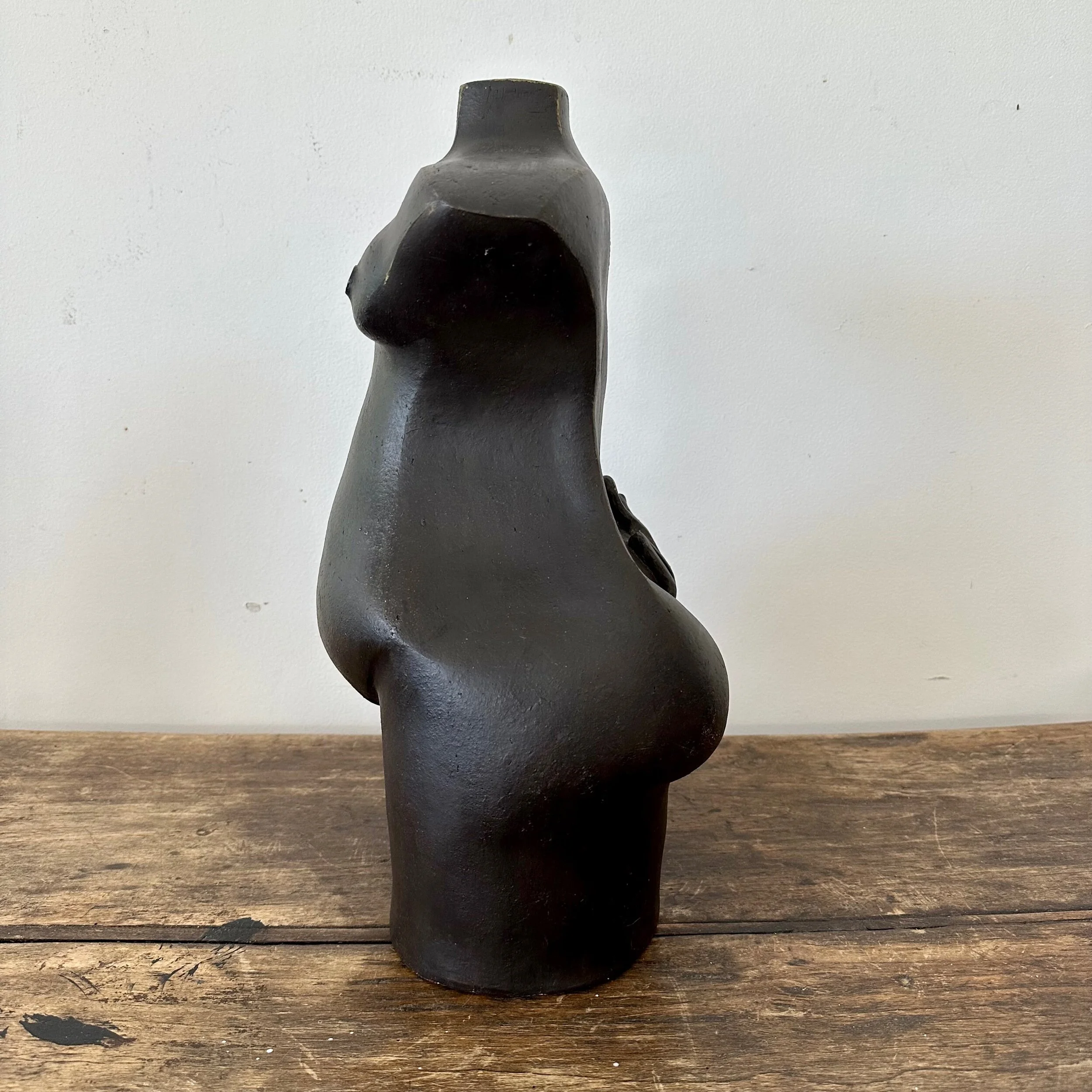 Handmade Clay Womans Torso Sculpture