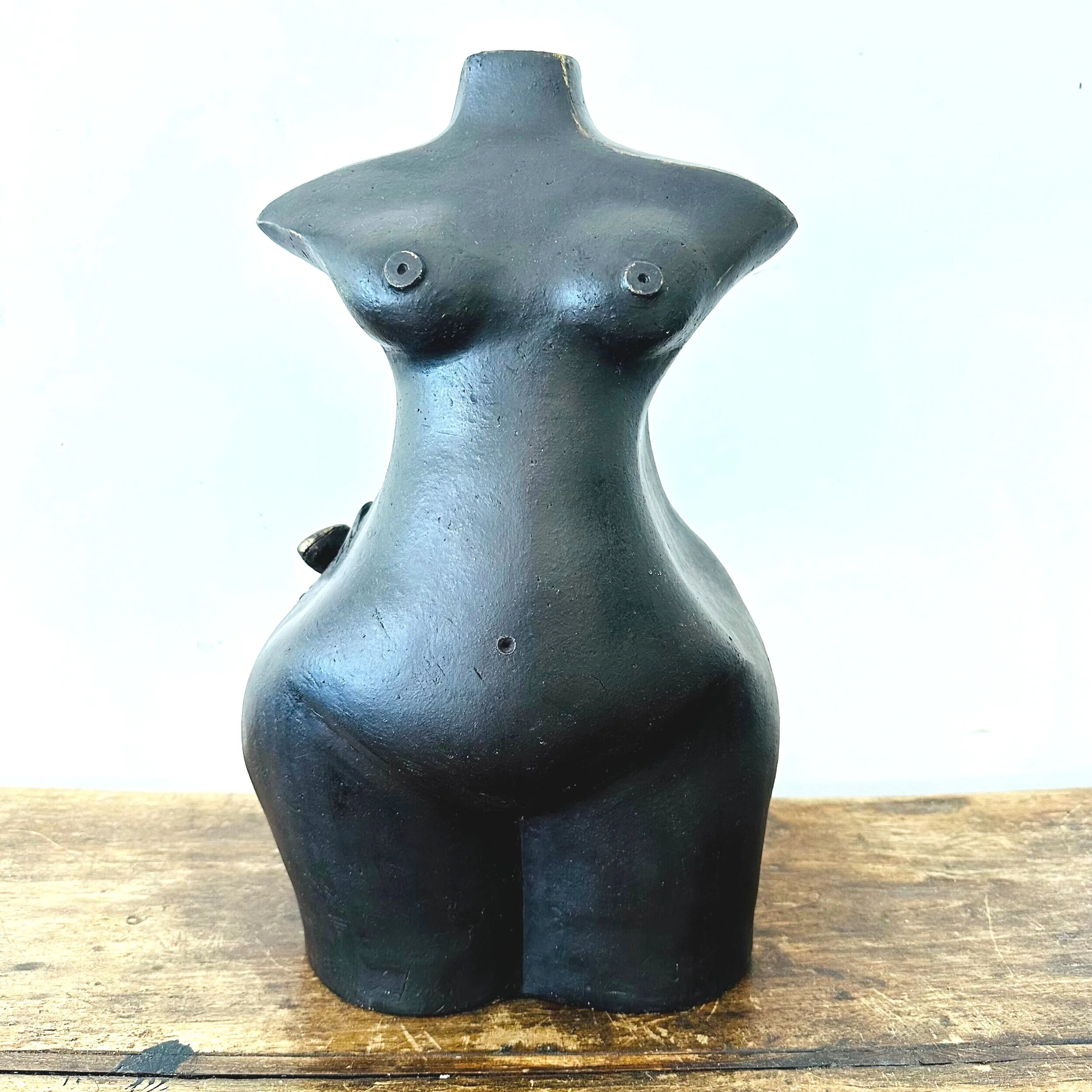 Handmade Clay Womans Torso Sculpture