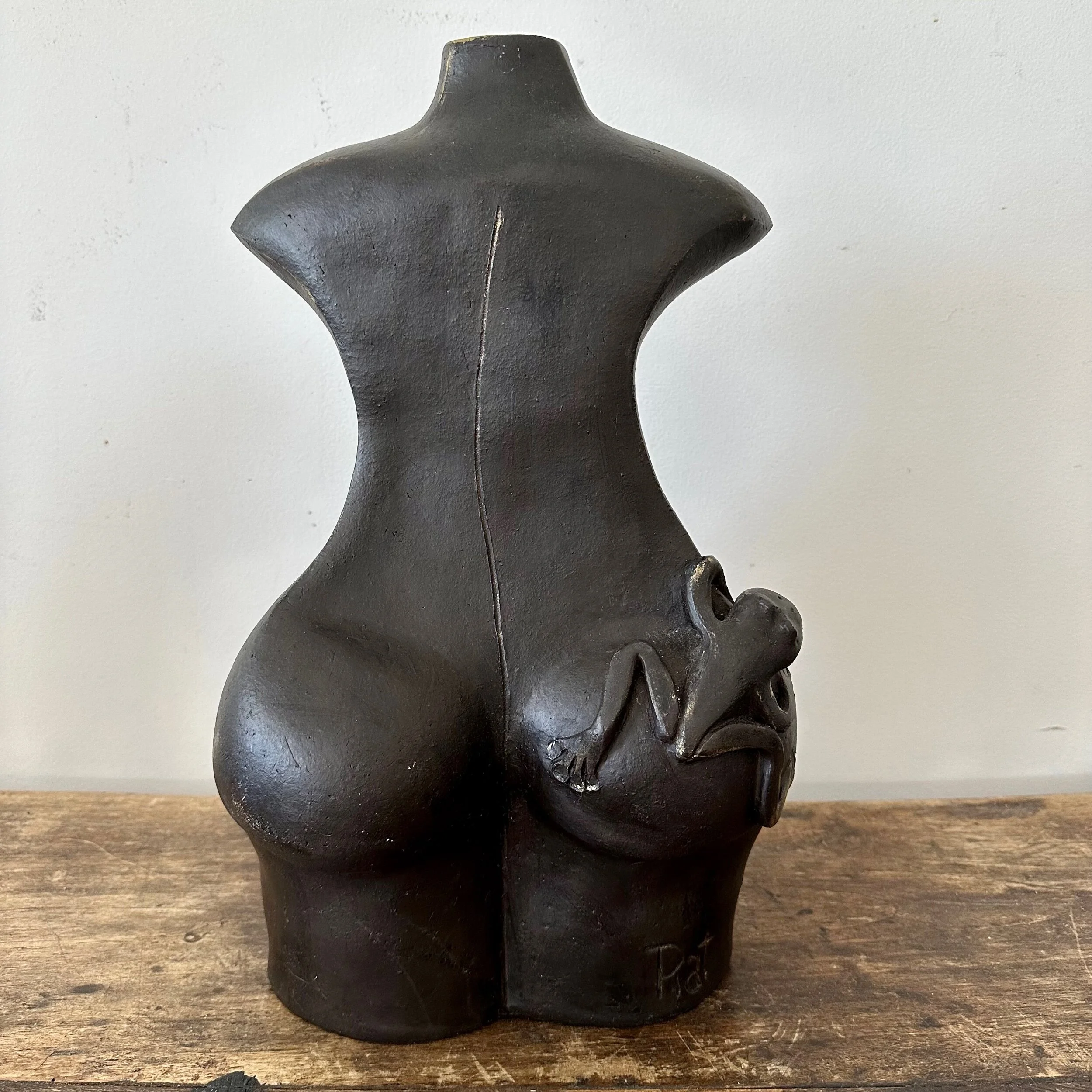 Handmade Clay Womans Torso Sculpture