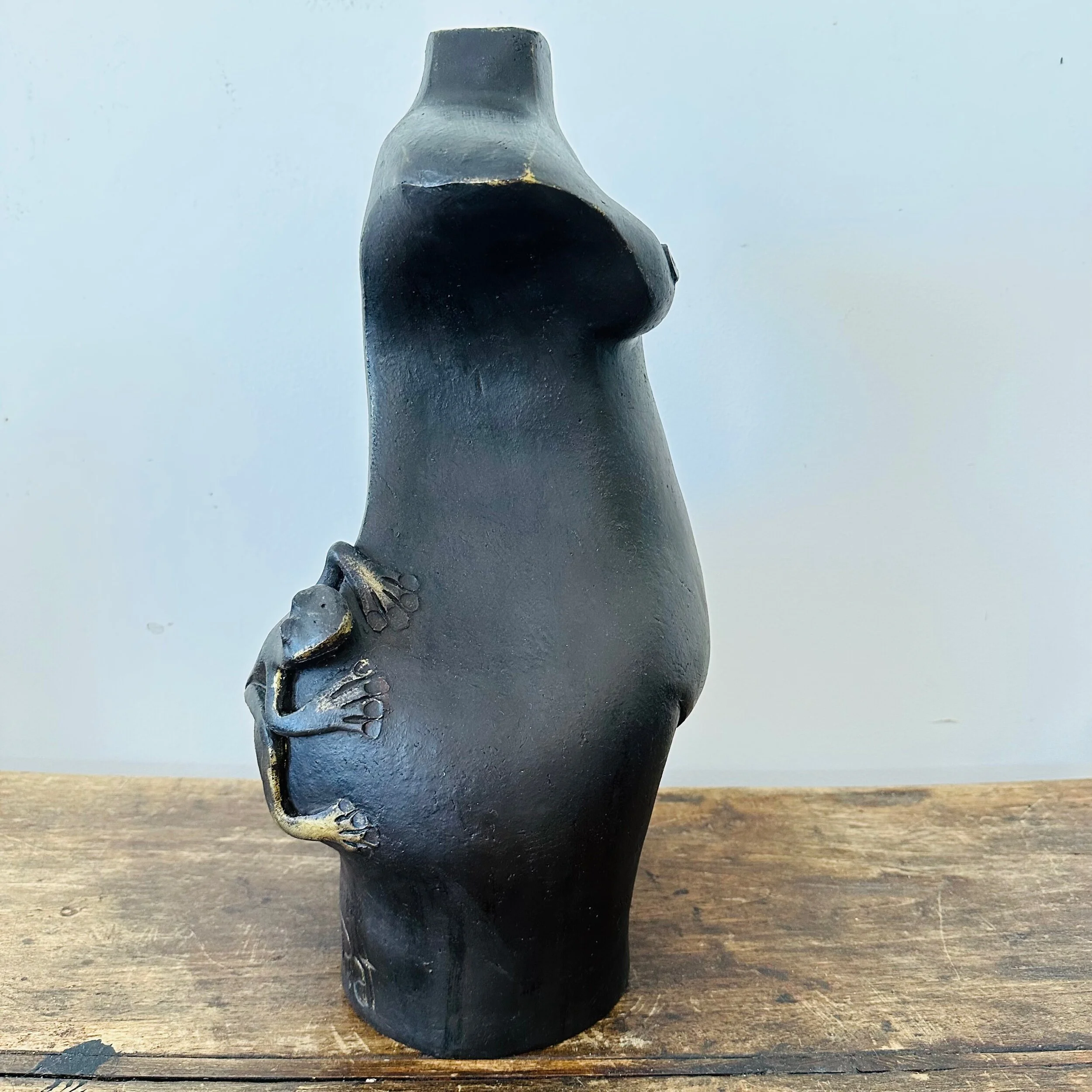 Handmade Clay Womans Torso Sculpture