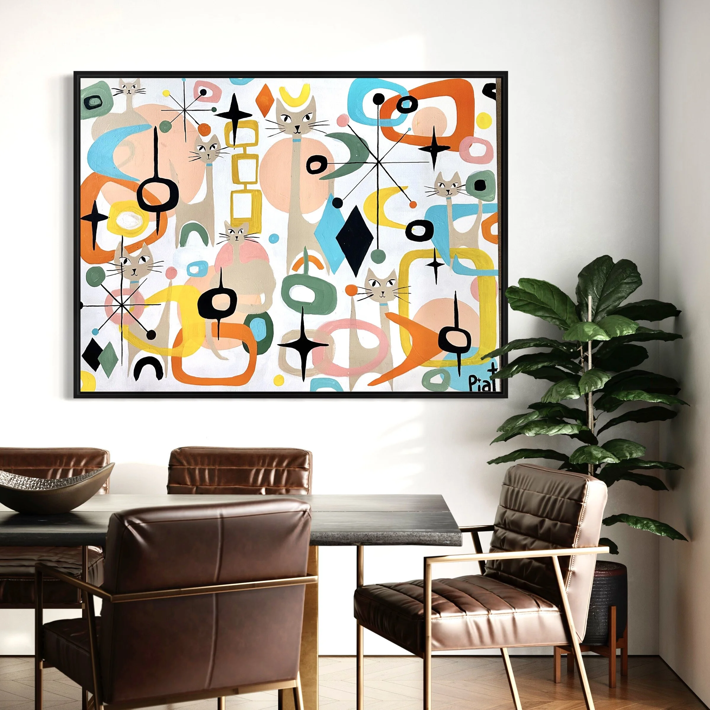 Atomic Retro Kitties - an original Australian abstract painting by Danielle Piat