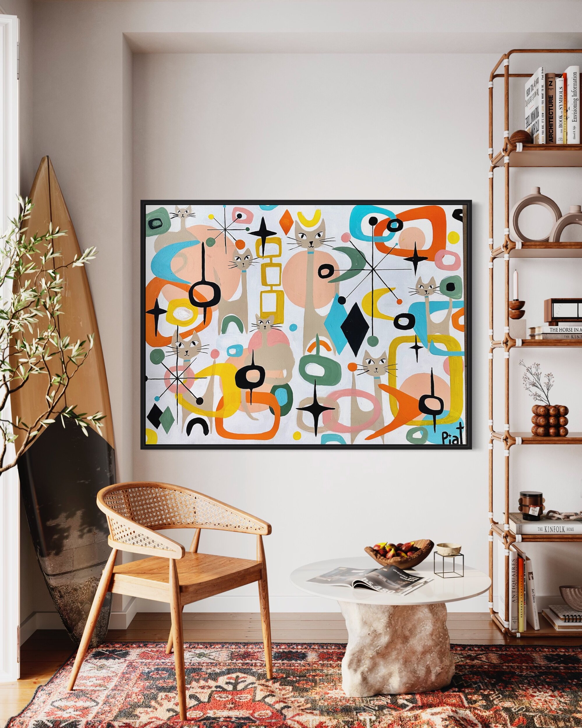 Atomic Retro Kitties - an original Australian abstract painting by Danielle Piat