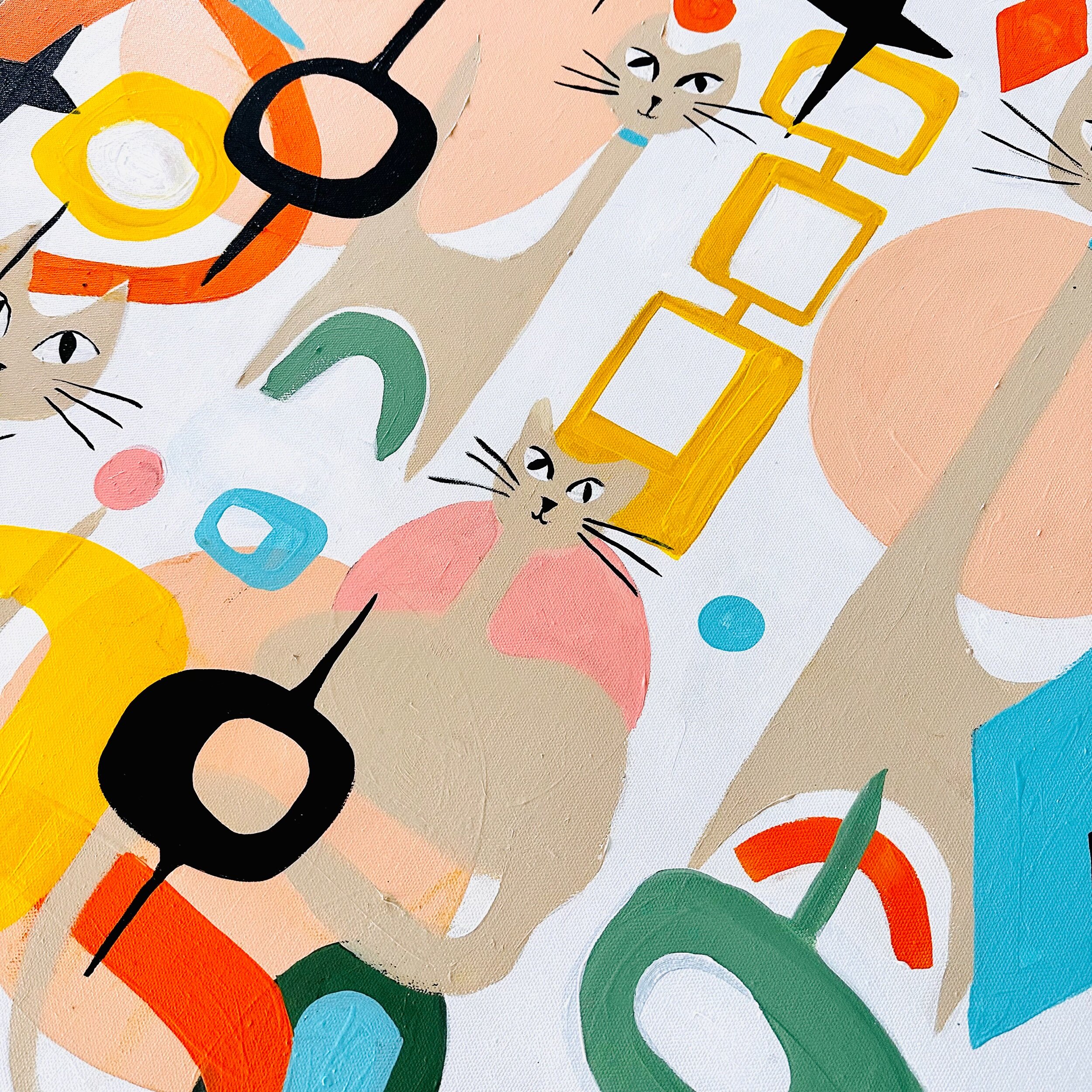 Atomic Retro Kitties - an original Australian abstract painting by Danielle Piat