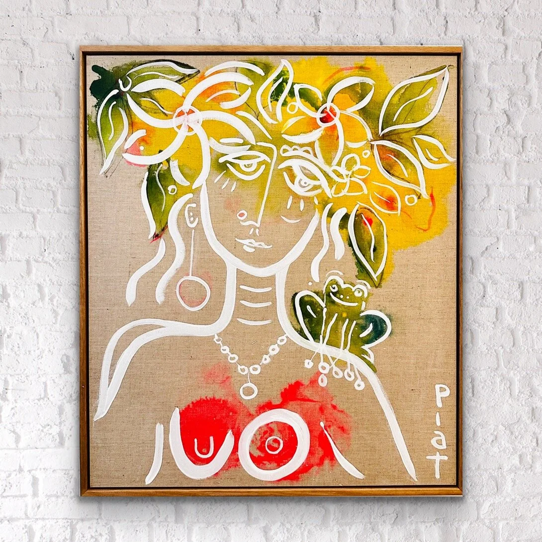 Woman and Frog Tropical Abstract Painting