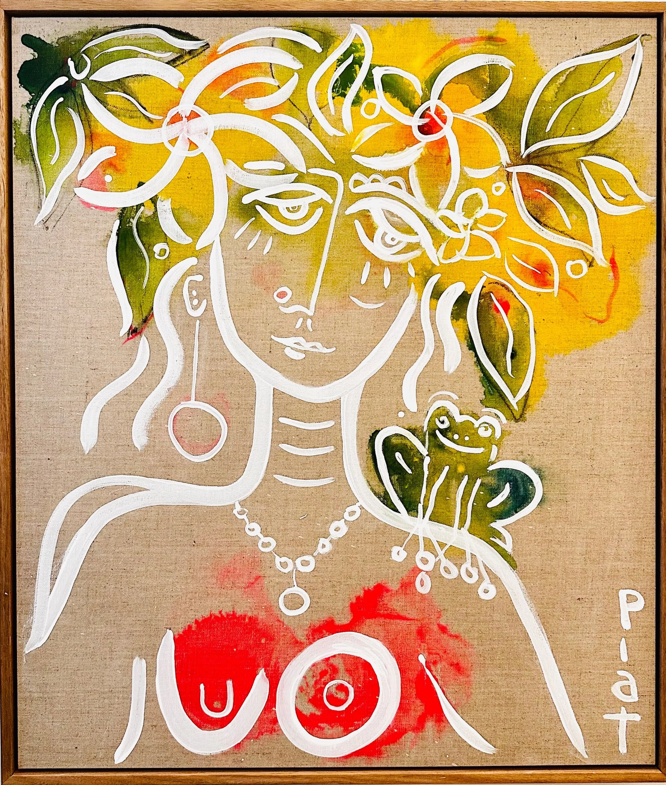 Woman and Frog Tropical Abstract Painting