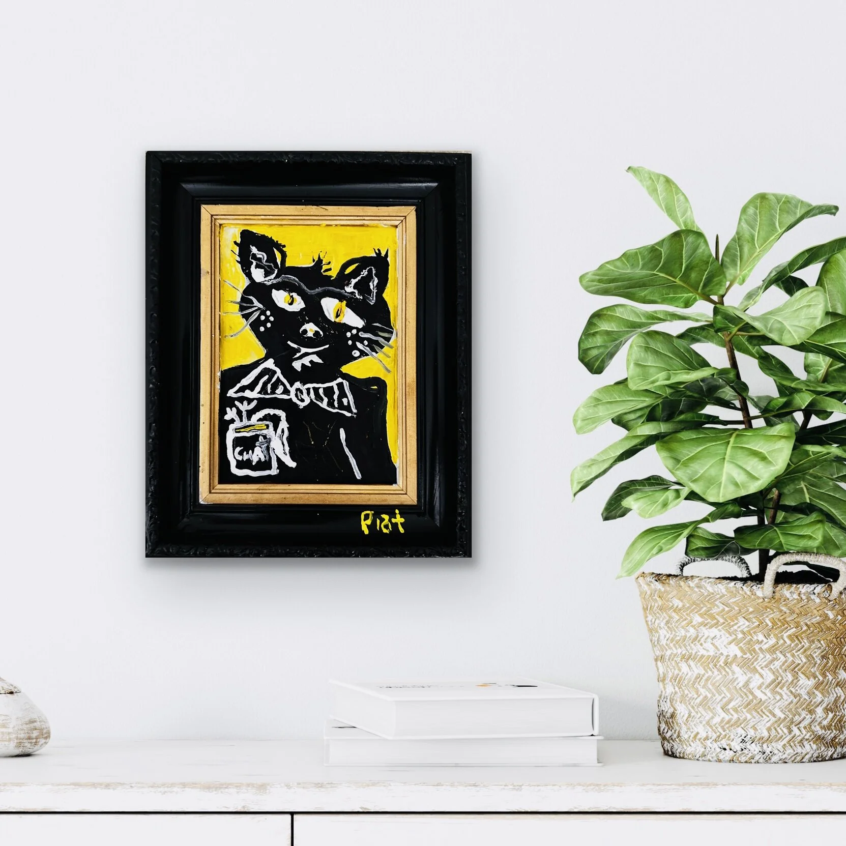 Original abstract cat painting