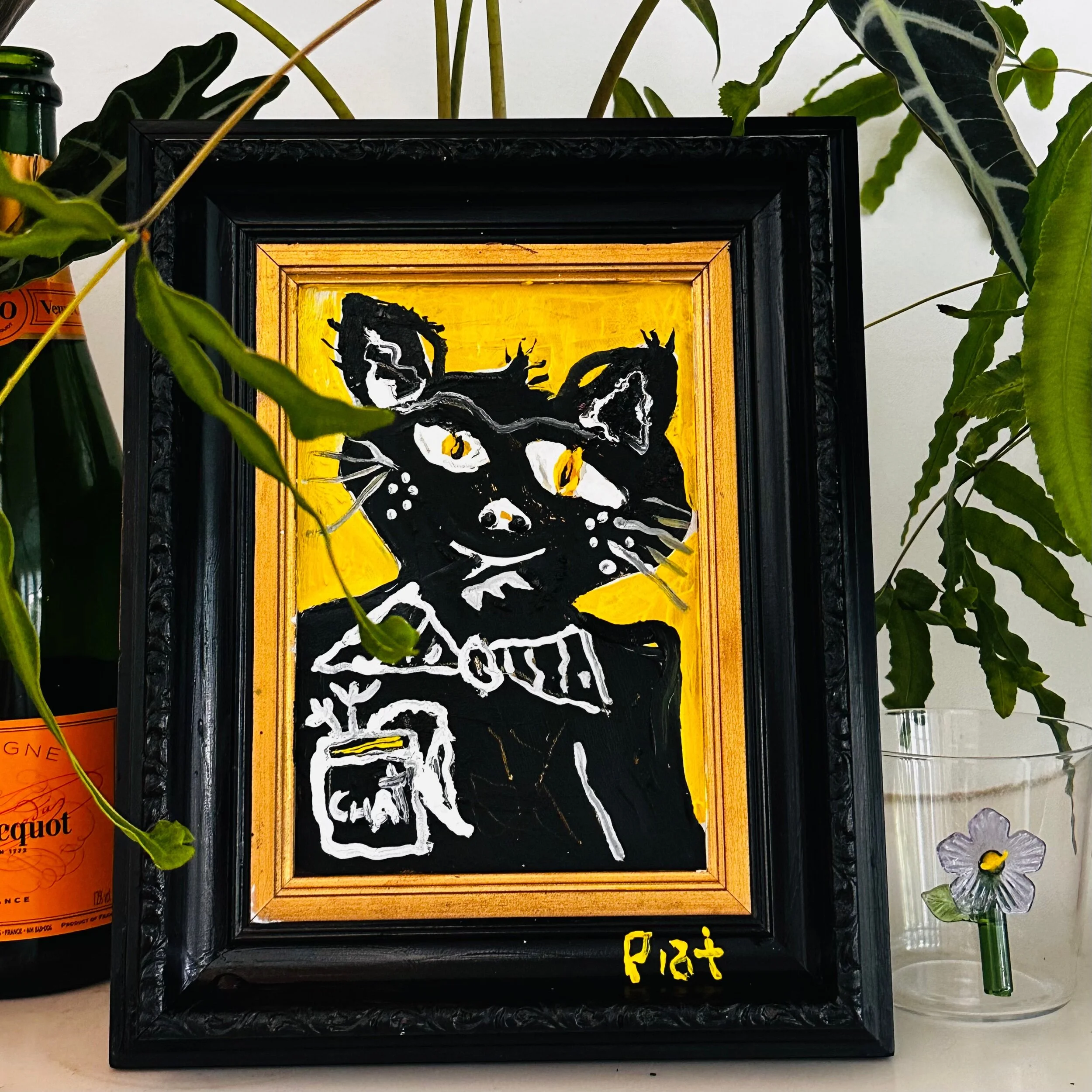 Original abstract cat painting