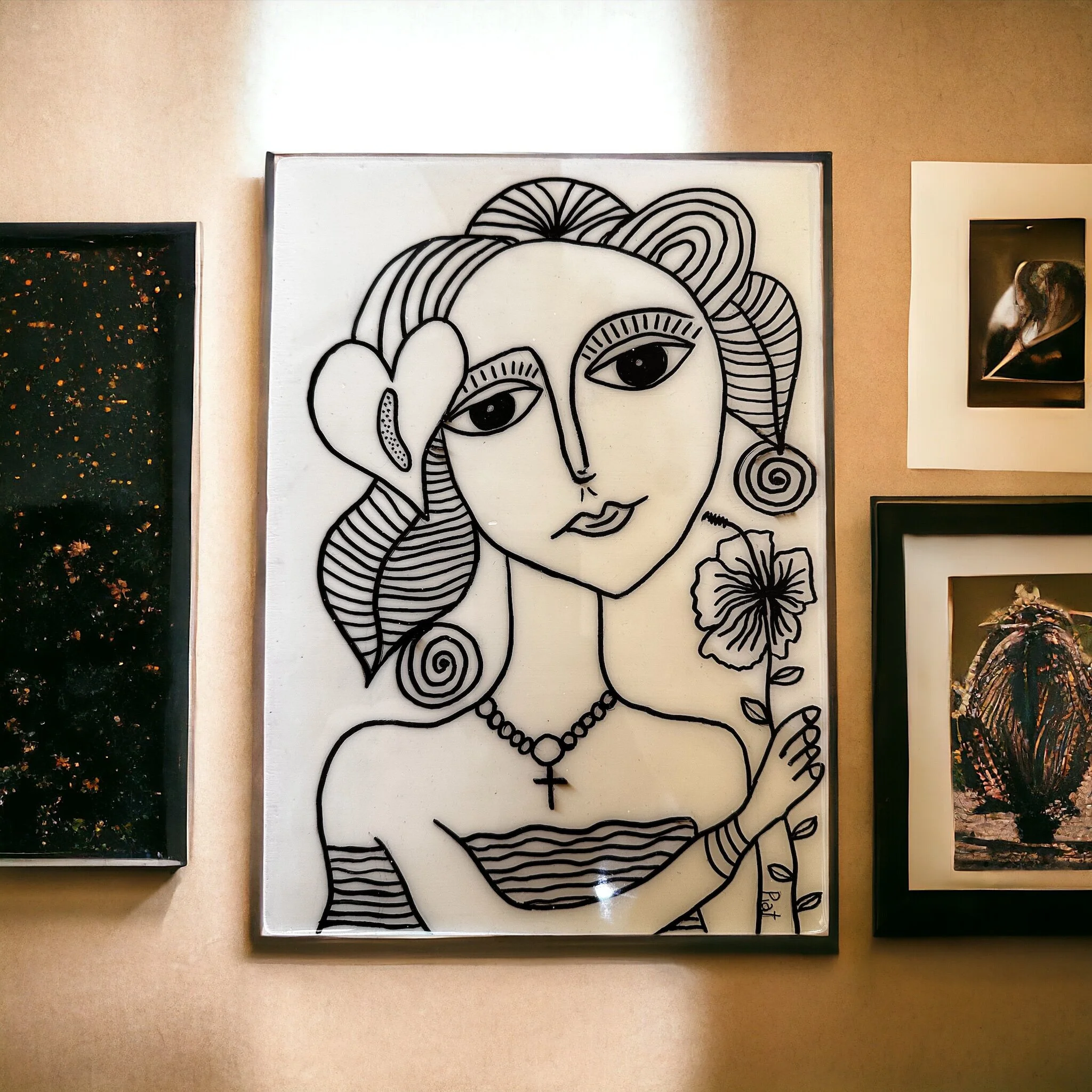 Vintage Plaster Wall Tile Tropical Girl