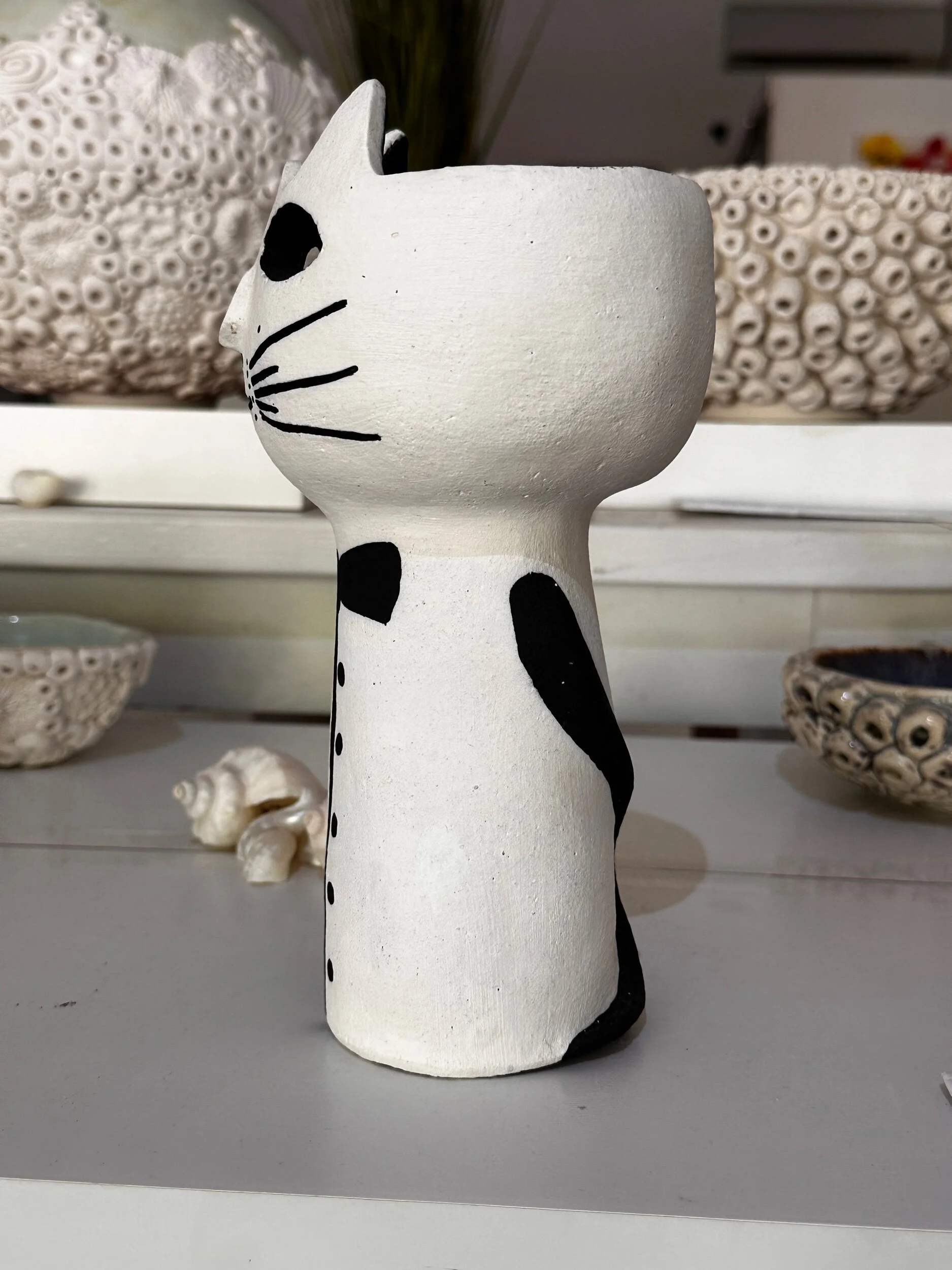 Handmade Ceramic Cat Vase