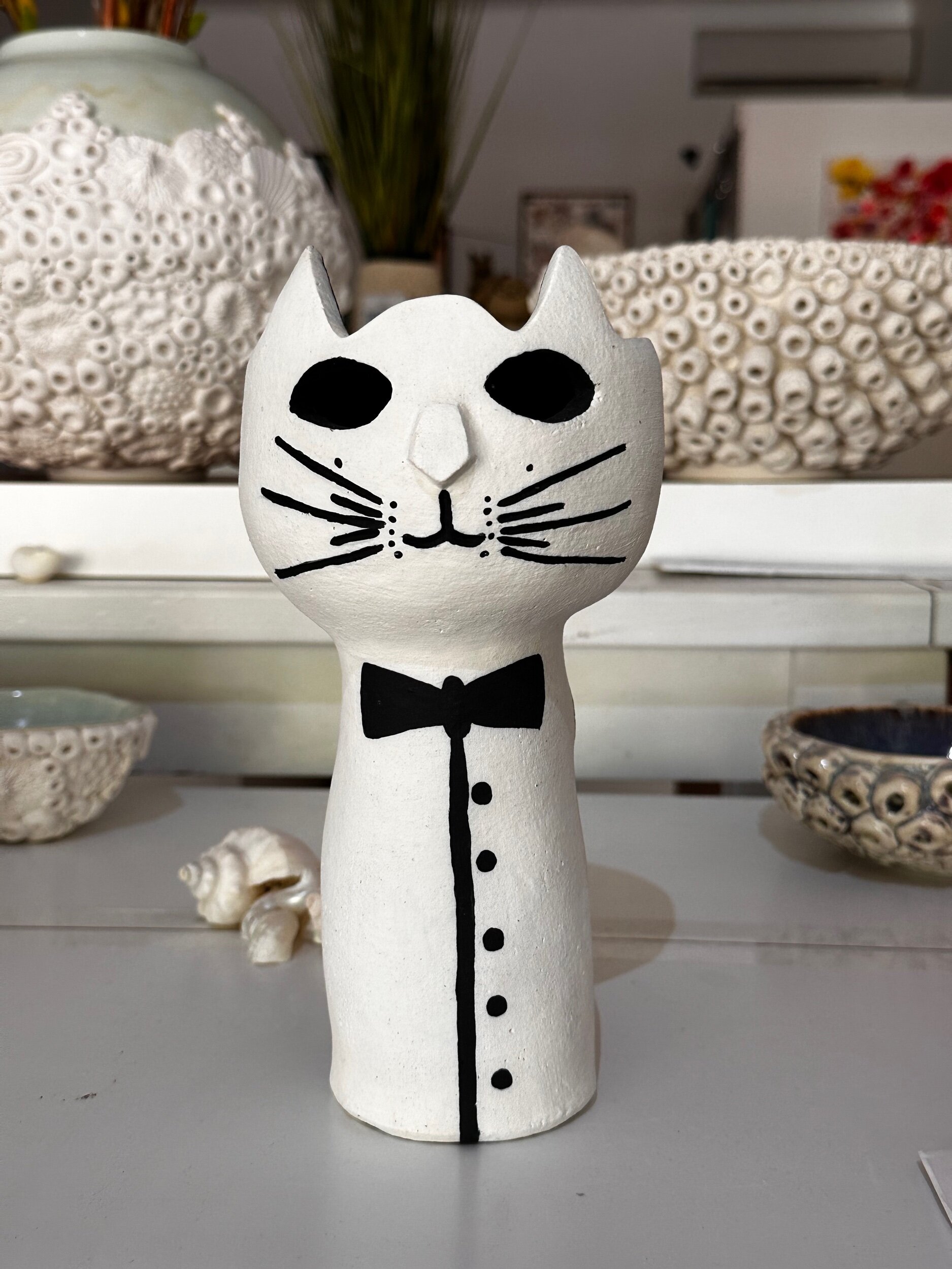 Handmade Ceramic Cat Vase