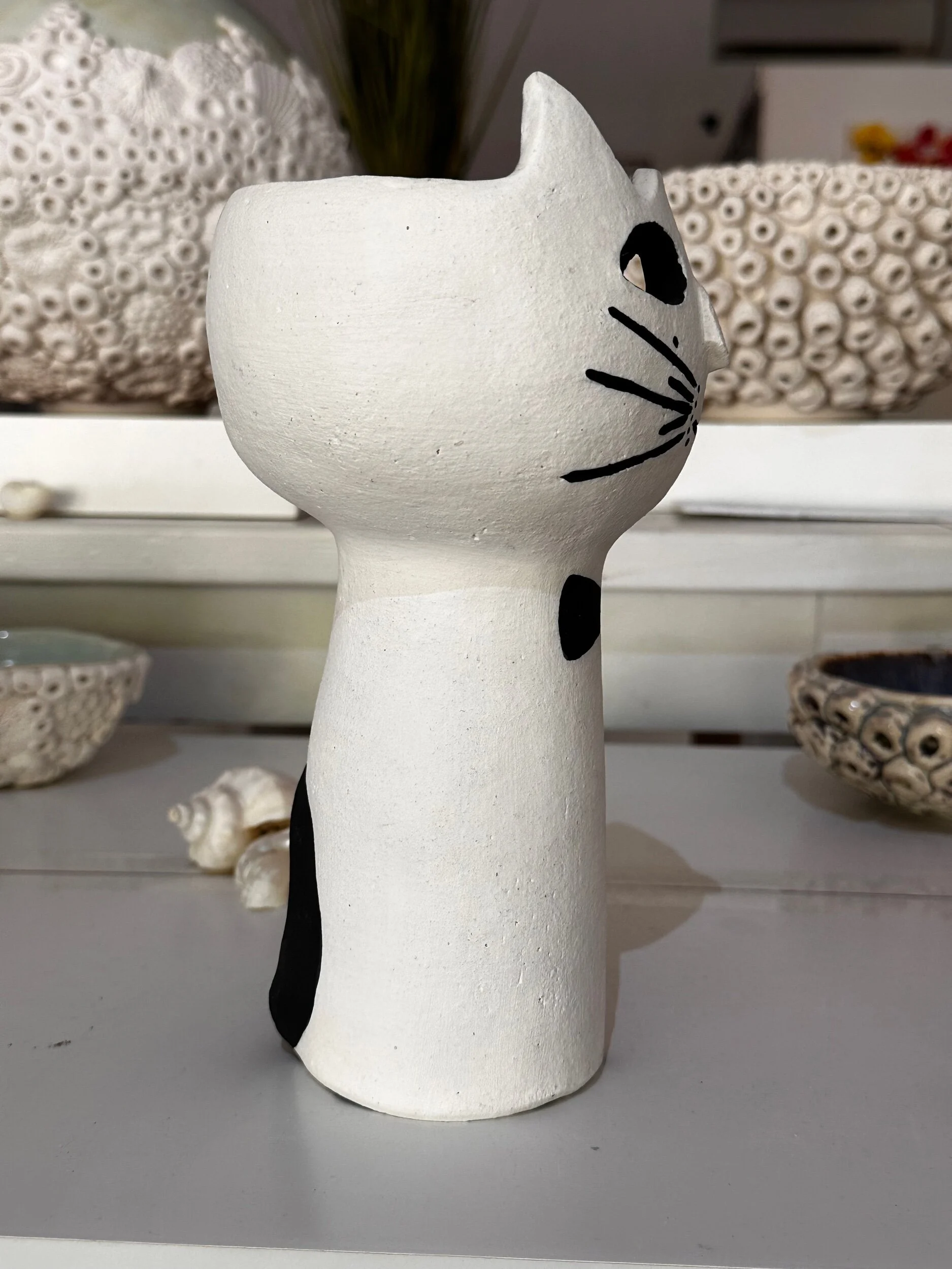 Handmade Ceramic Cat Vase