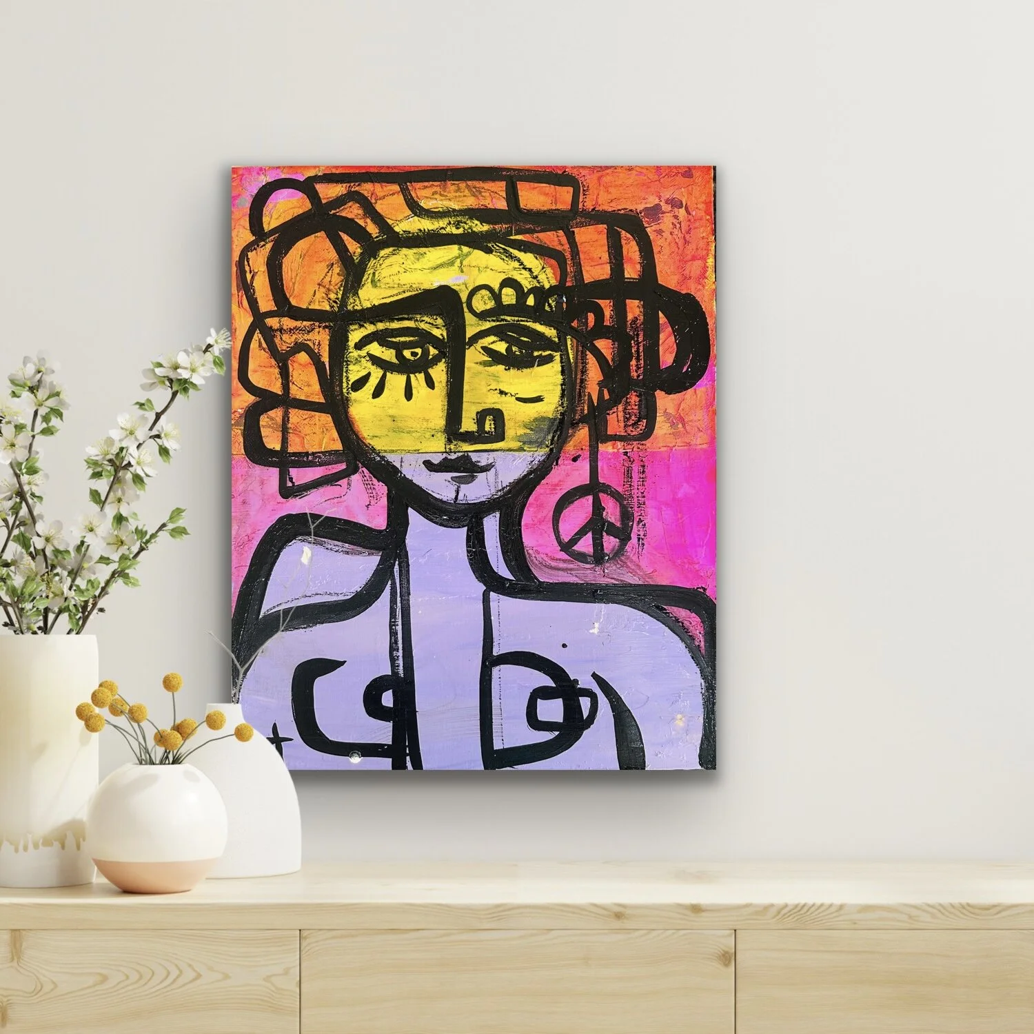 Abstract portrait painting woman