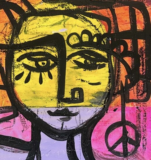 Abstract portrait painting woman