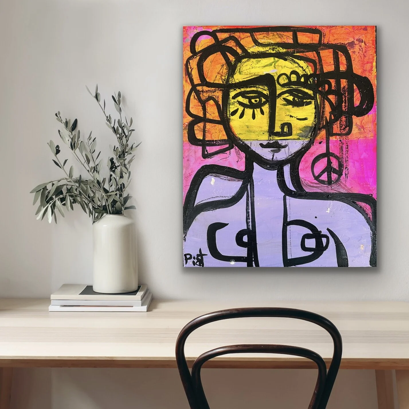 Abstract portrait painting woman