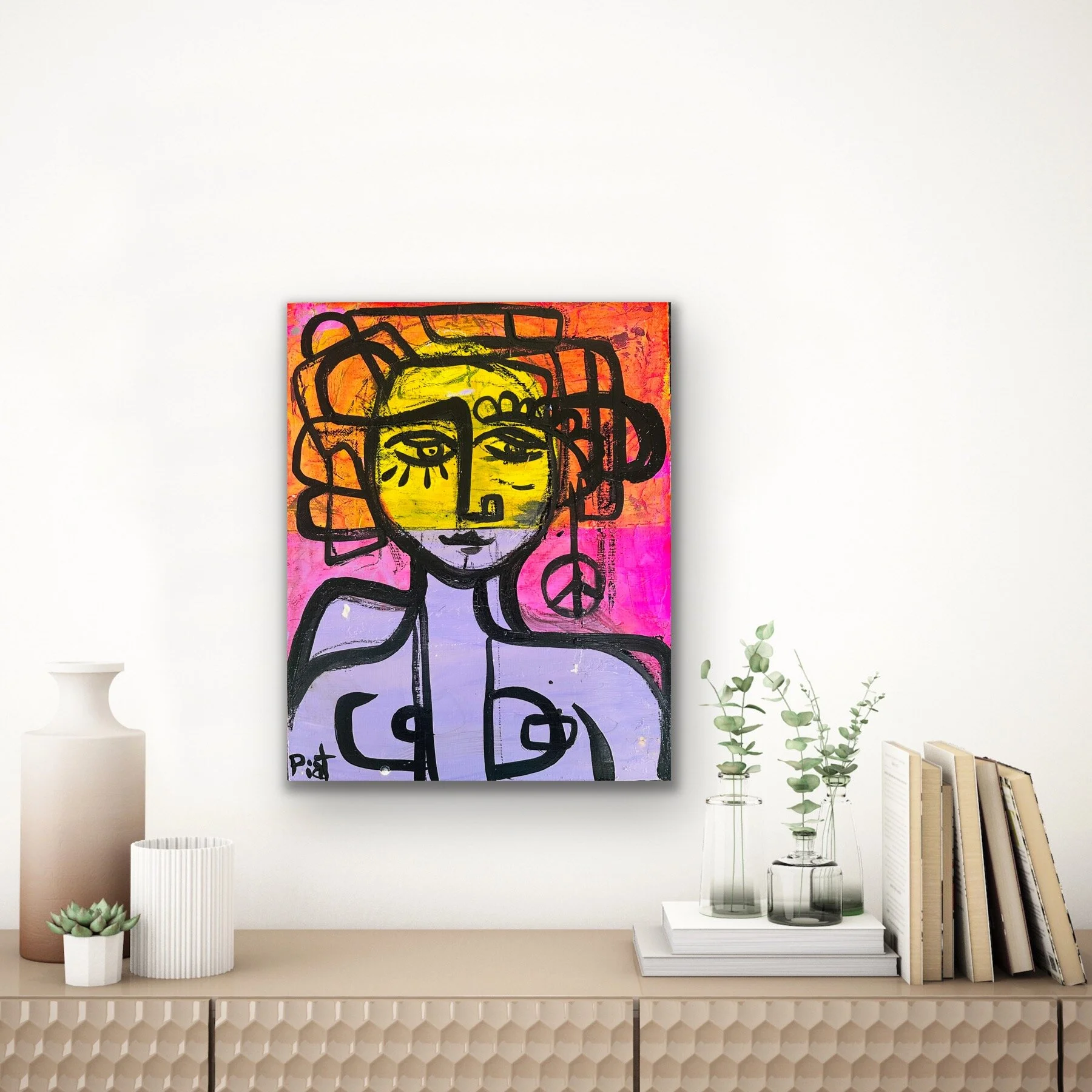 Abstract portrait painting woman