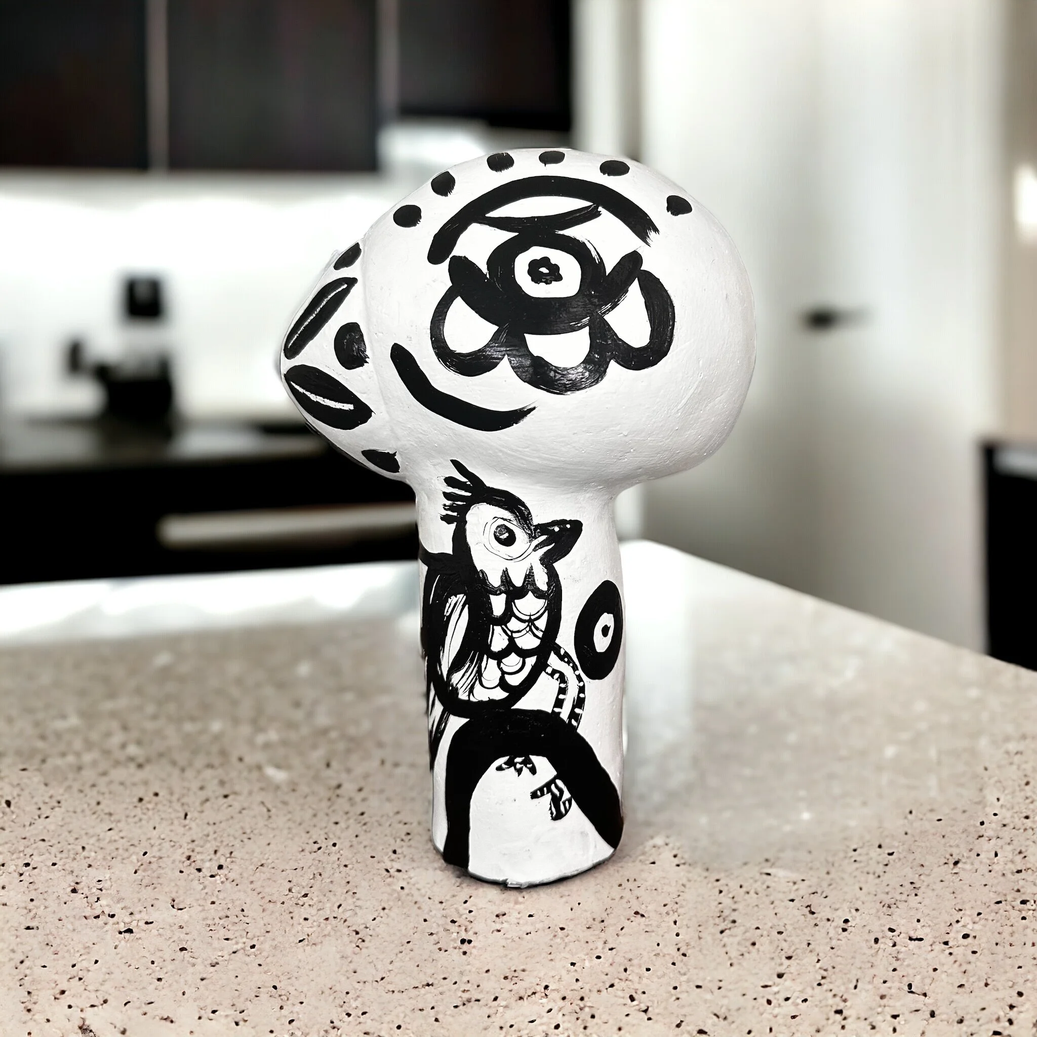 Handmade Ceramic Woman Head Bird Sculpture