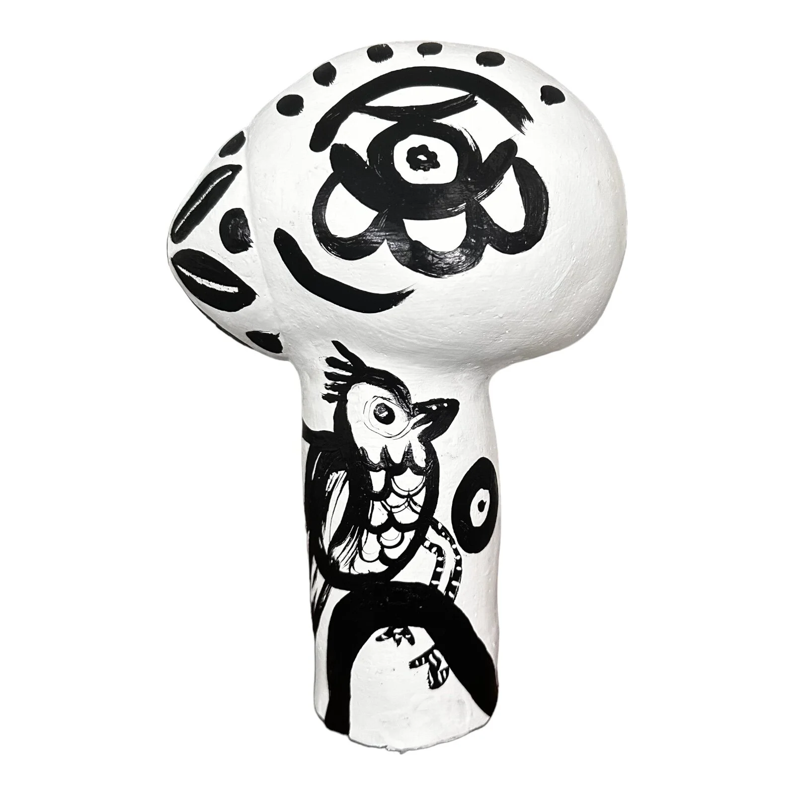 Handmade Ceramic Woman Head Bird Sculpture