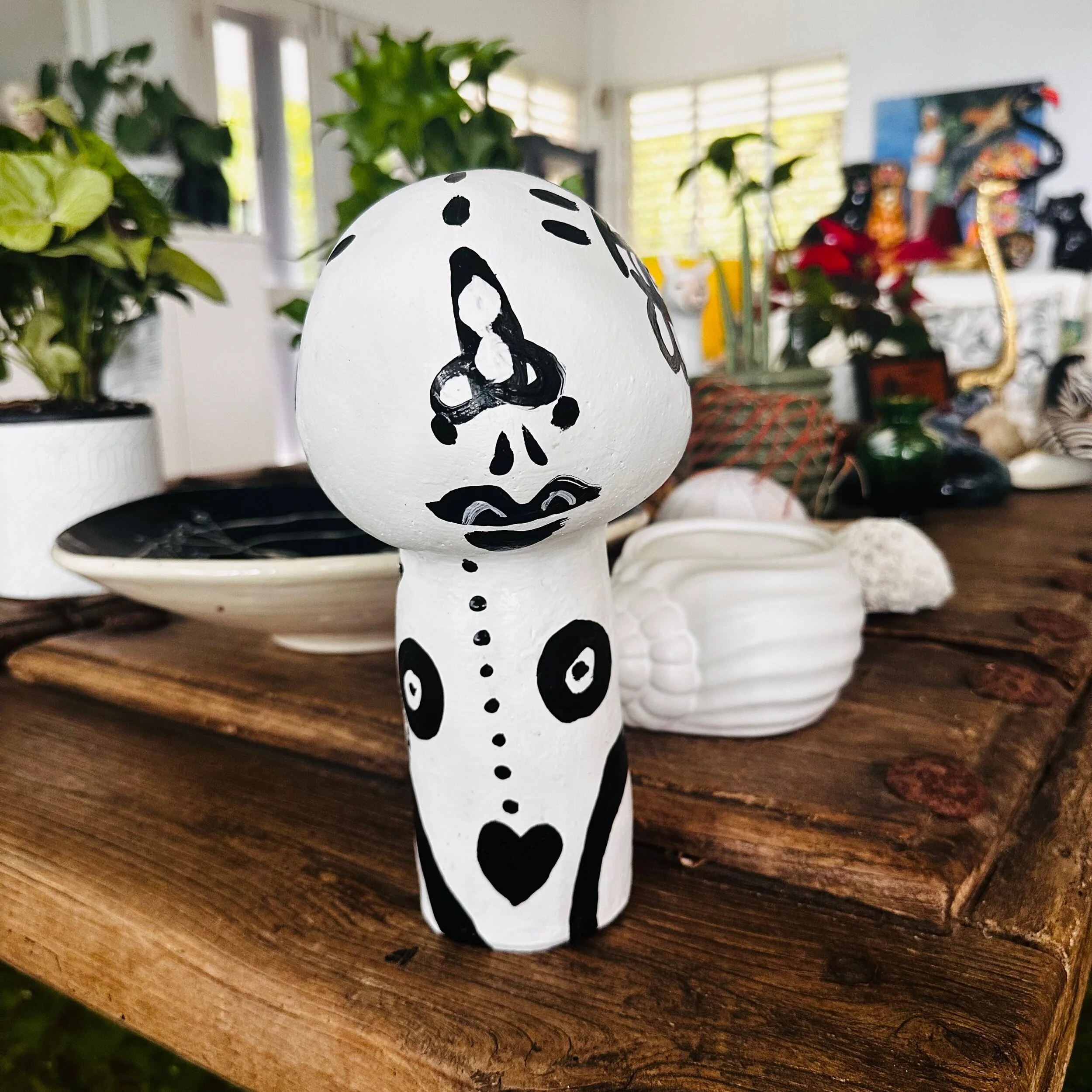 Handmade Ceramic Woman Head Bird Sculpture