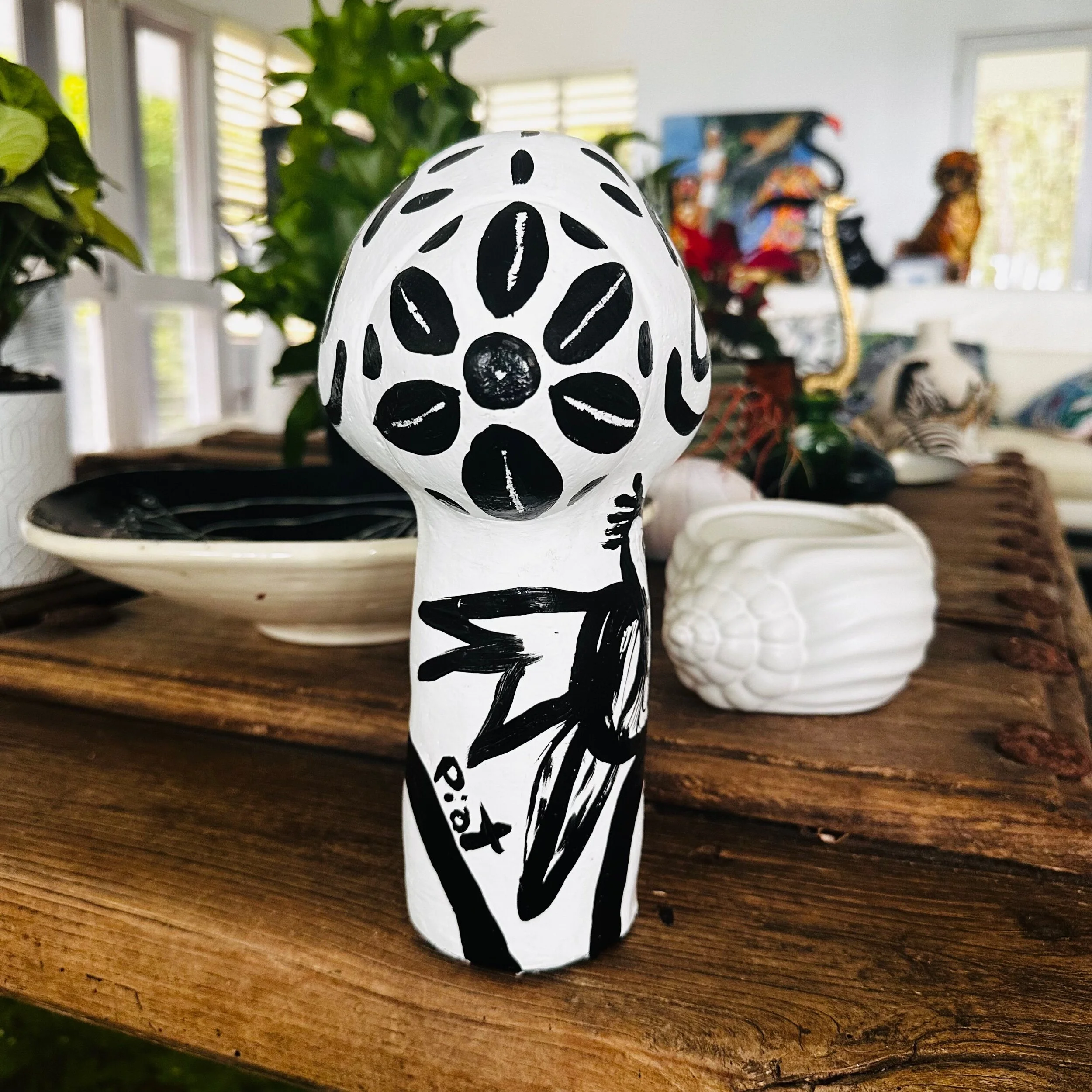 Handmade Ceramic Woman Head Bird Sculpture