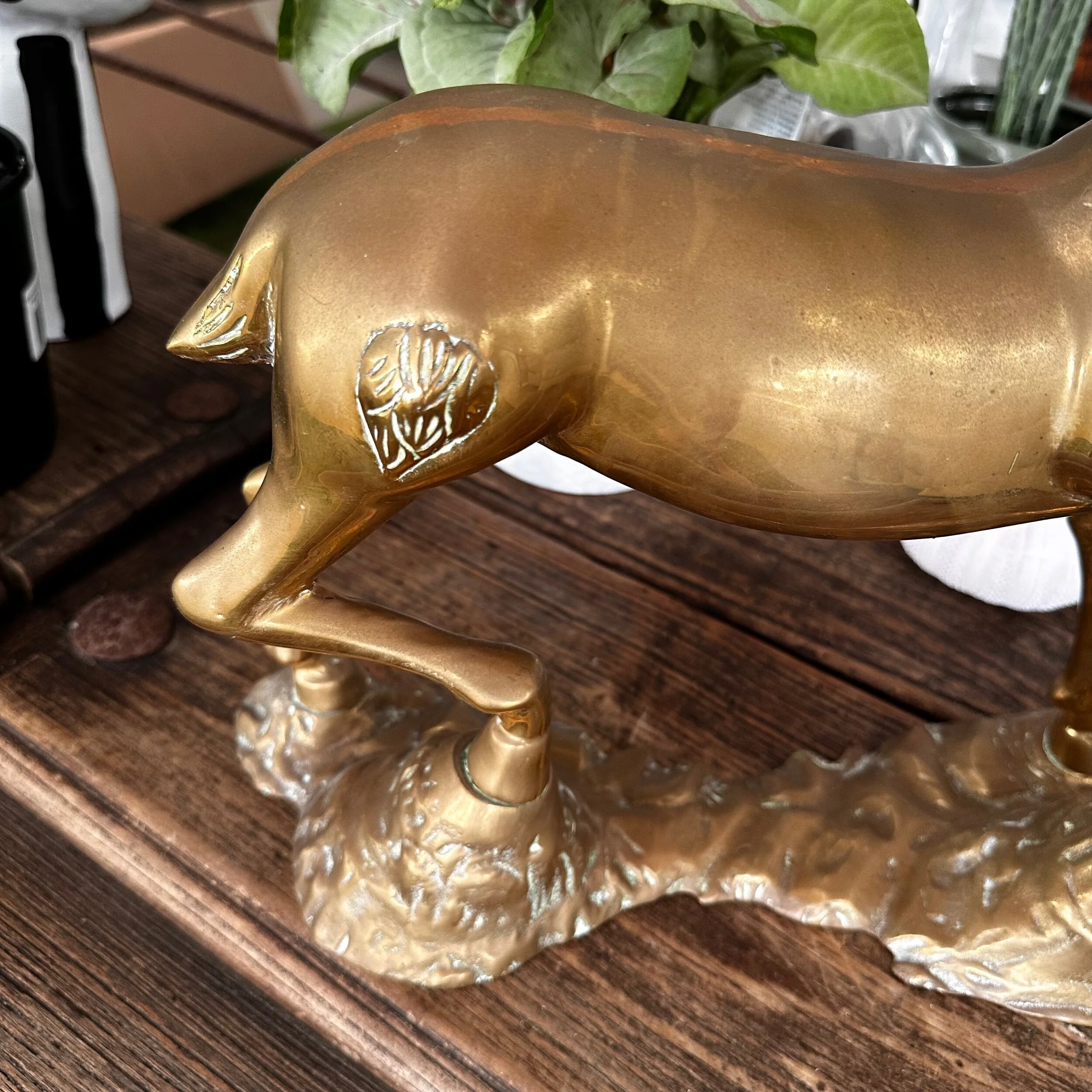 Vintage hollywood regency brass deer sculpture