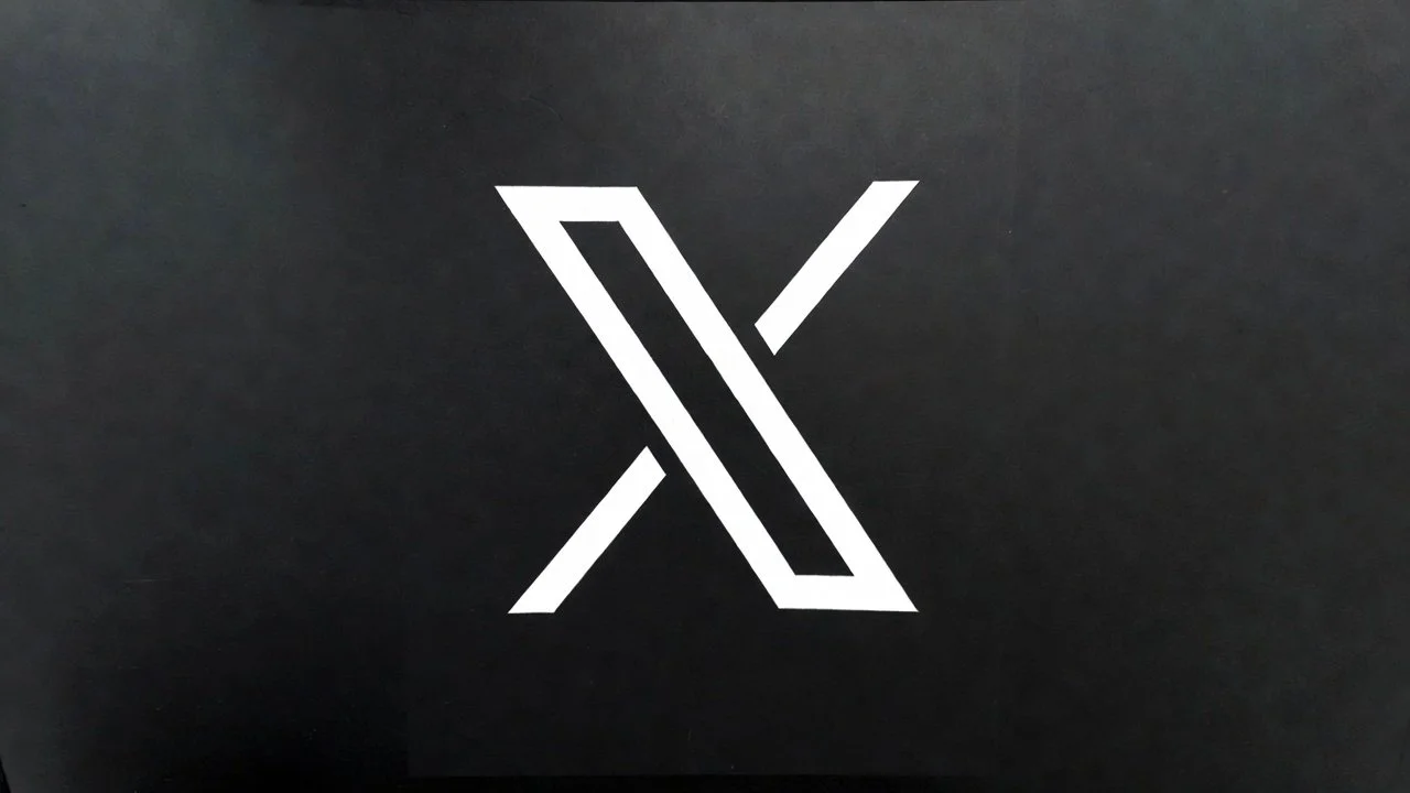 Black background with a white stylized letter X.