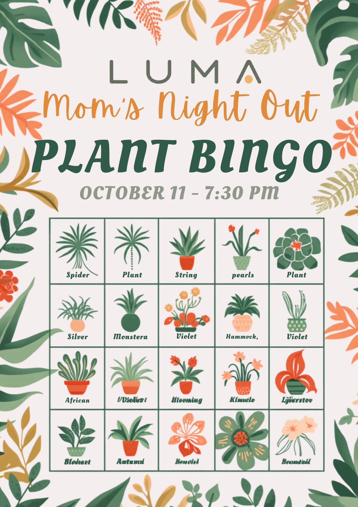 Luma Mom’s Night Out Plant Bingo